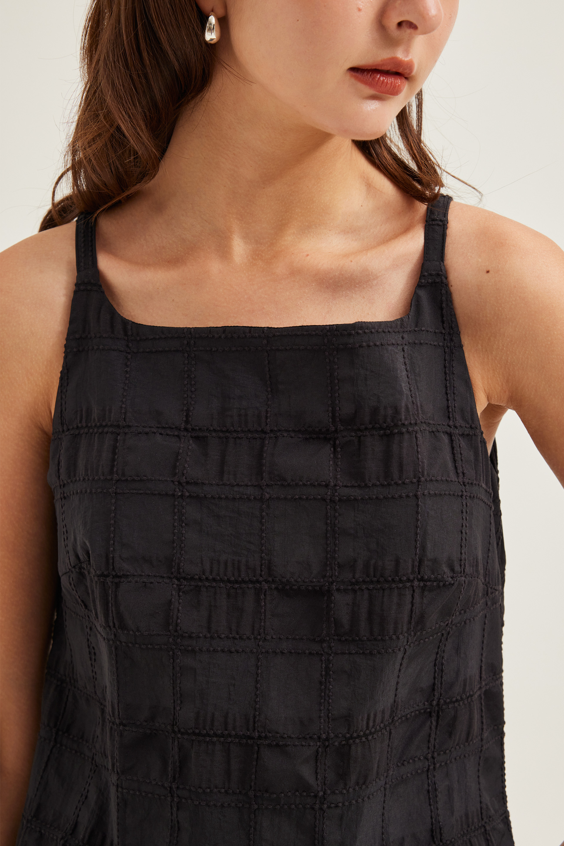 Textured Check Shift Dress