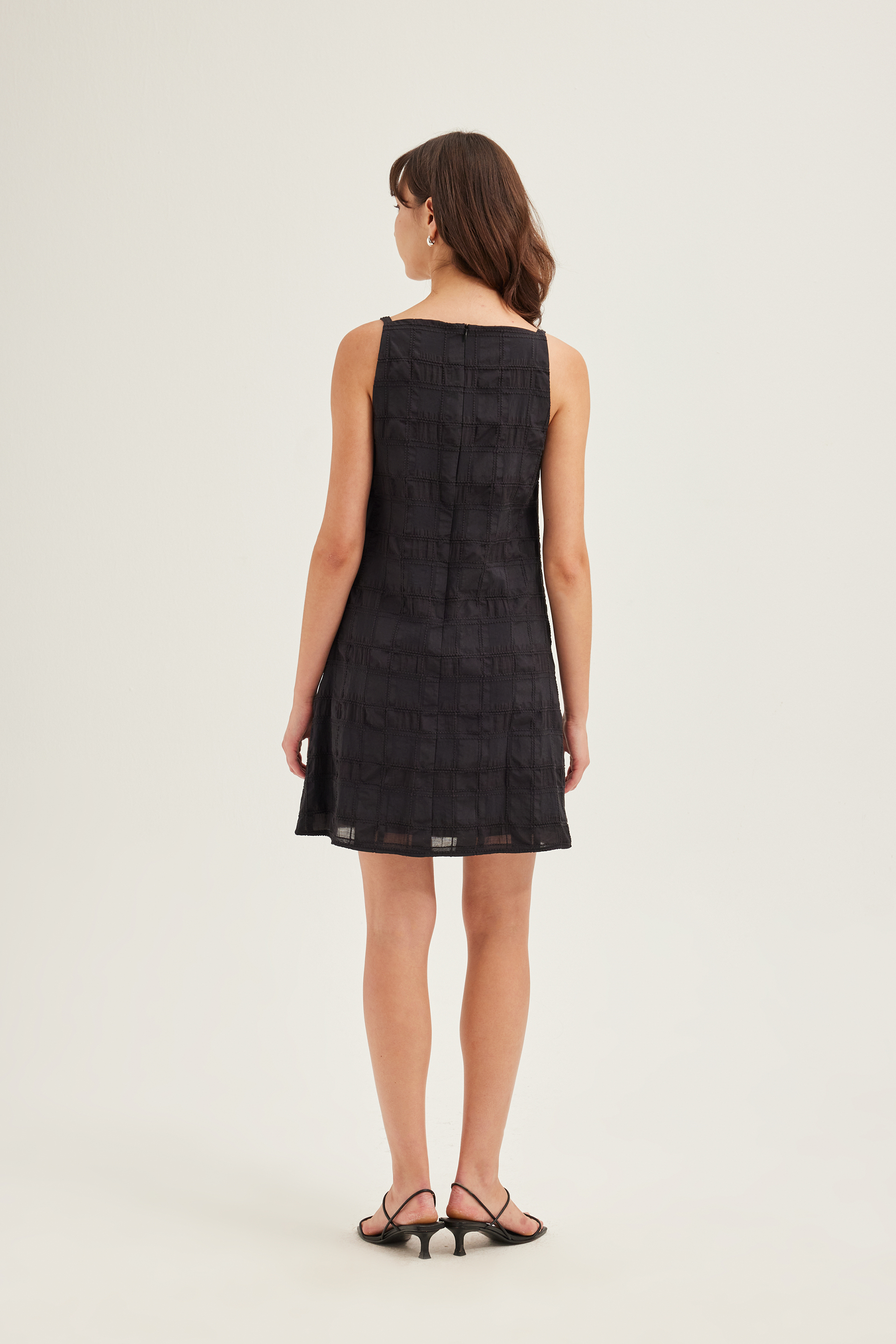 Textured Check Shift Dress