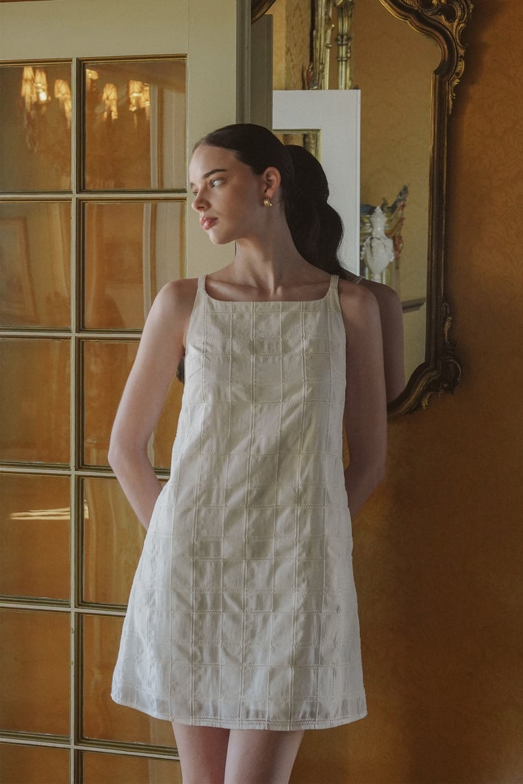 Textured Check Shift Dress