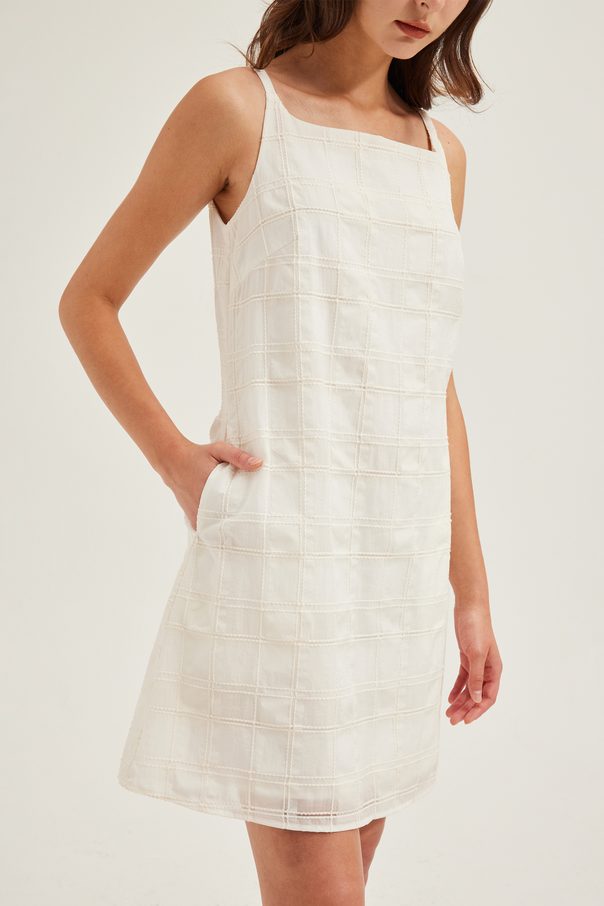 Textured Check Shift Dress
