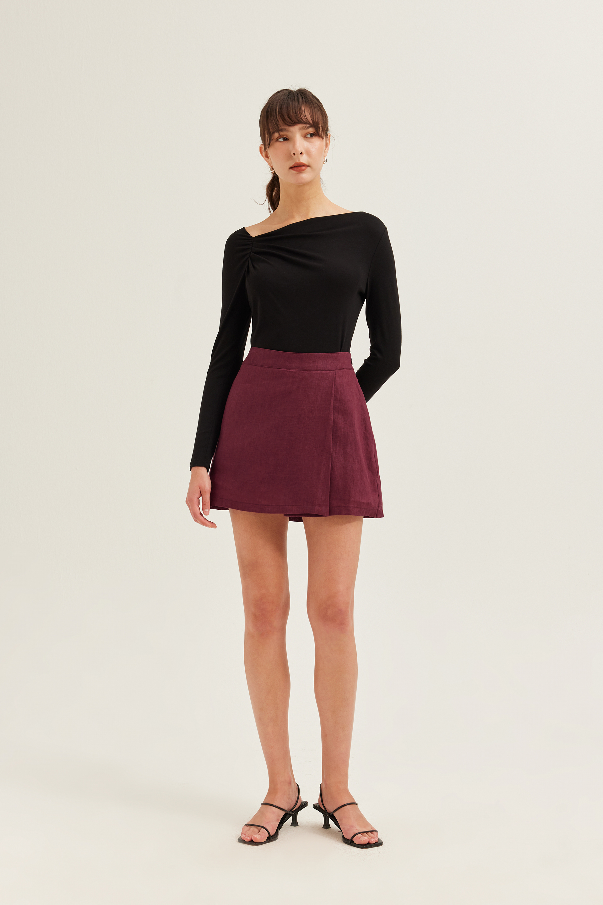Gathered Asymmetrical Jersey Top