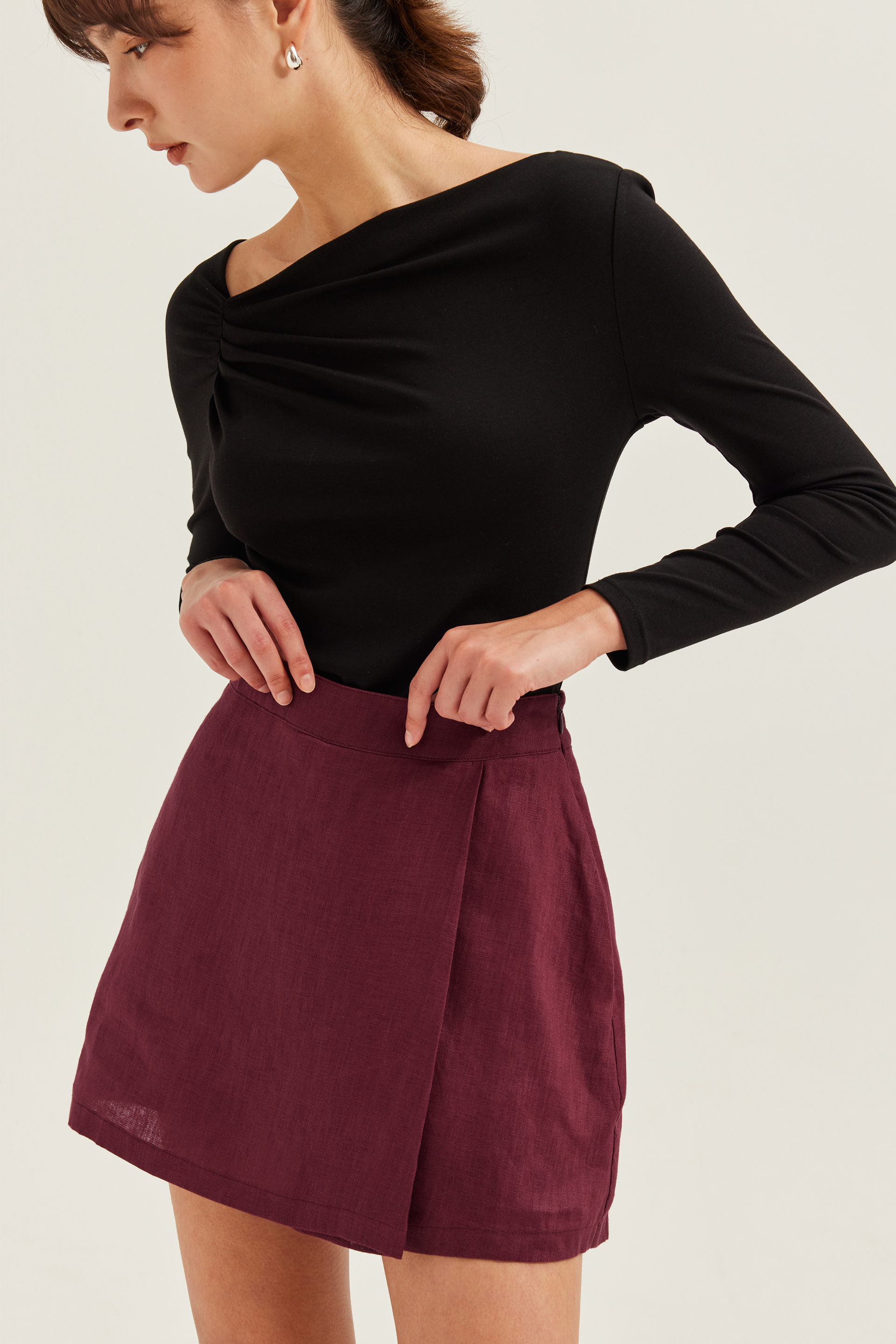 Gathered Asymmetrical Jersey Top