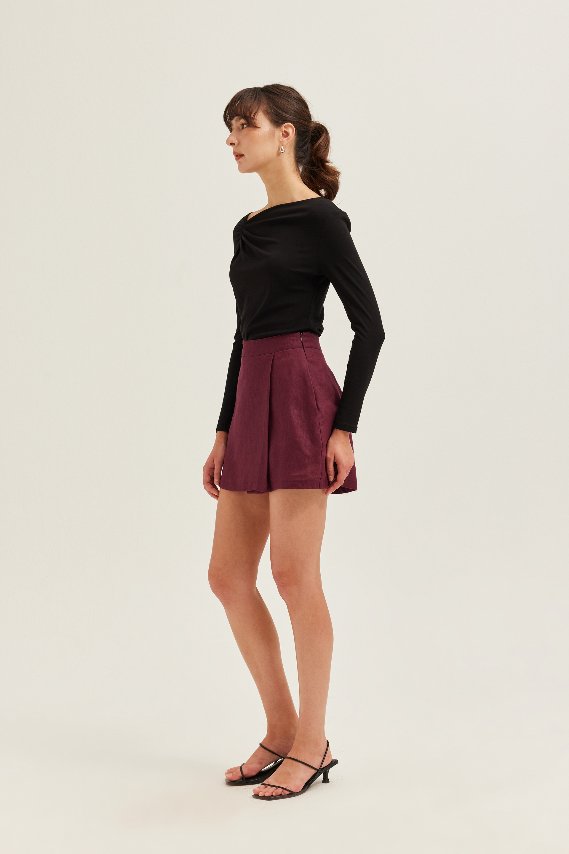 Gathered Asymmetrical Jersey Top