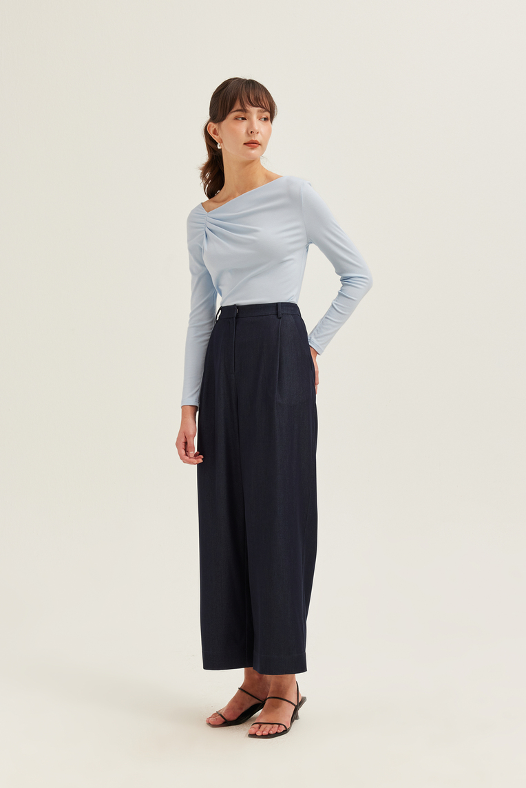 Gathered Asymmetrical Jersey Top