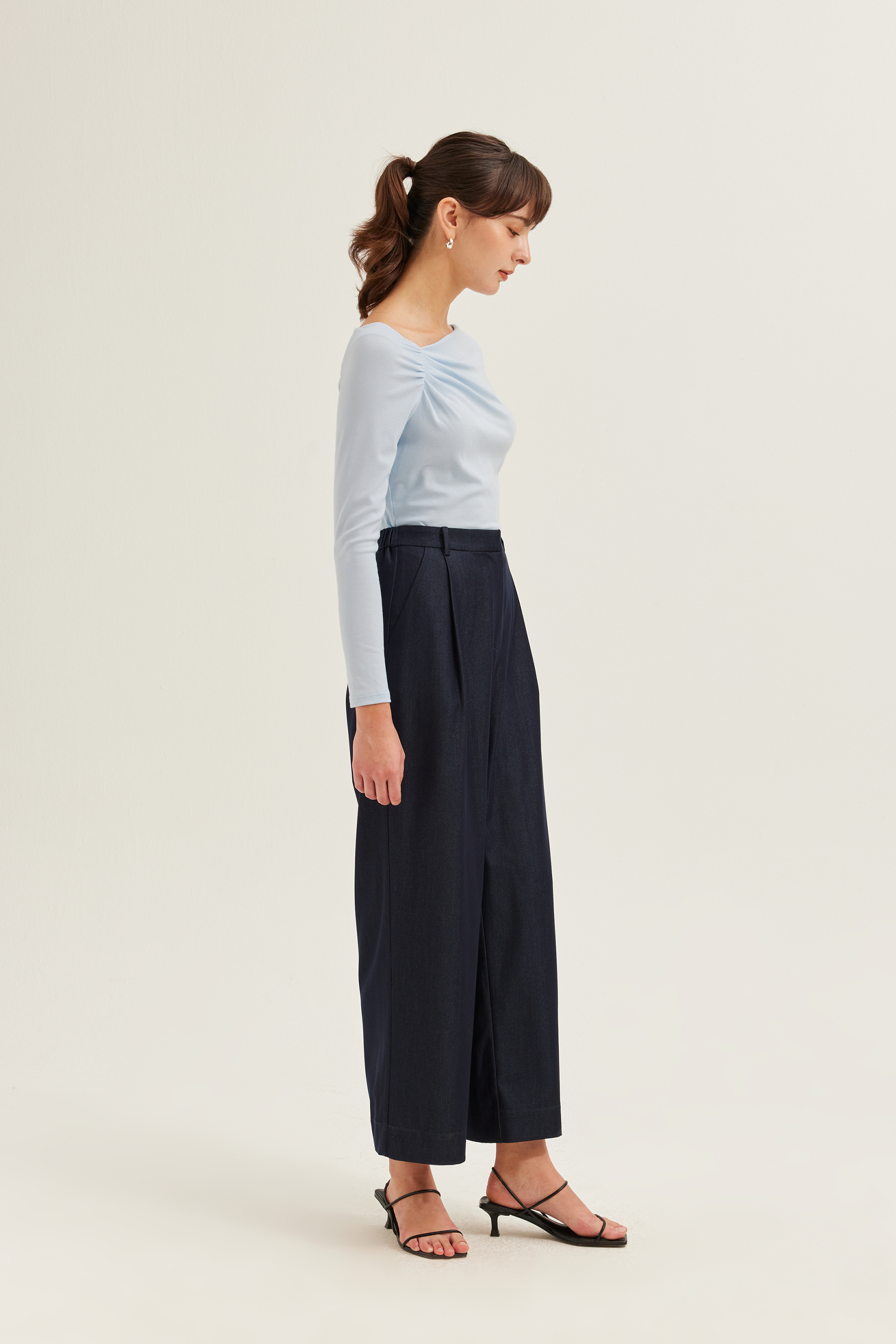 Gathered Asymmetrical Jersey Top