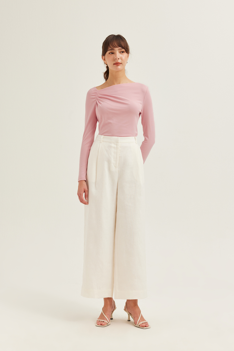 Gathered Asymmetrical Jersey Top