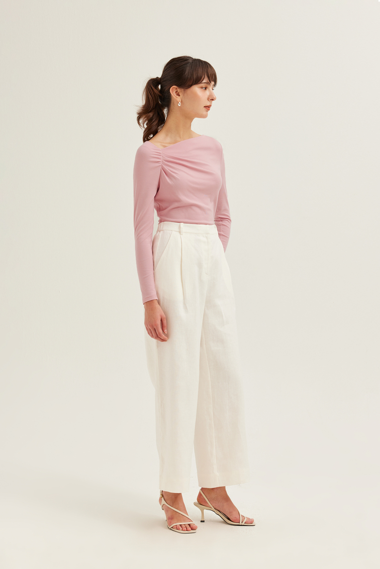 Gathered Asymmetrical Jersey Top