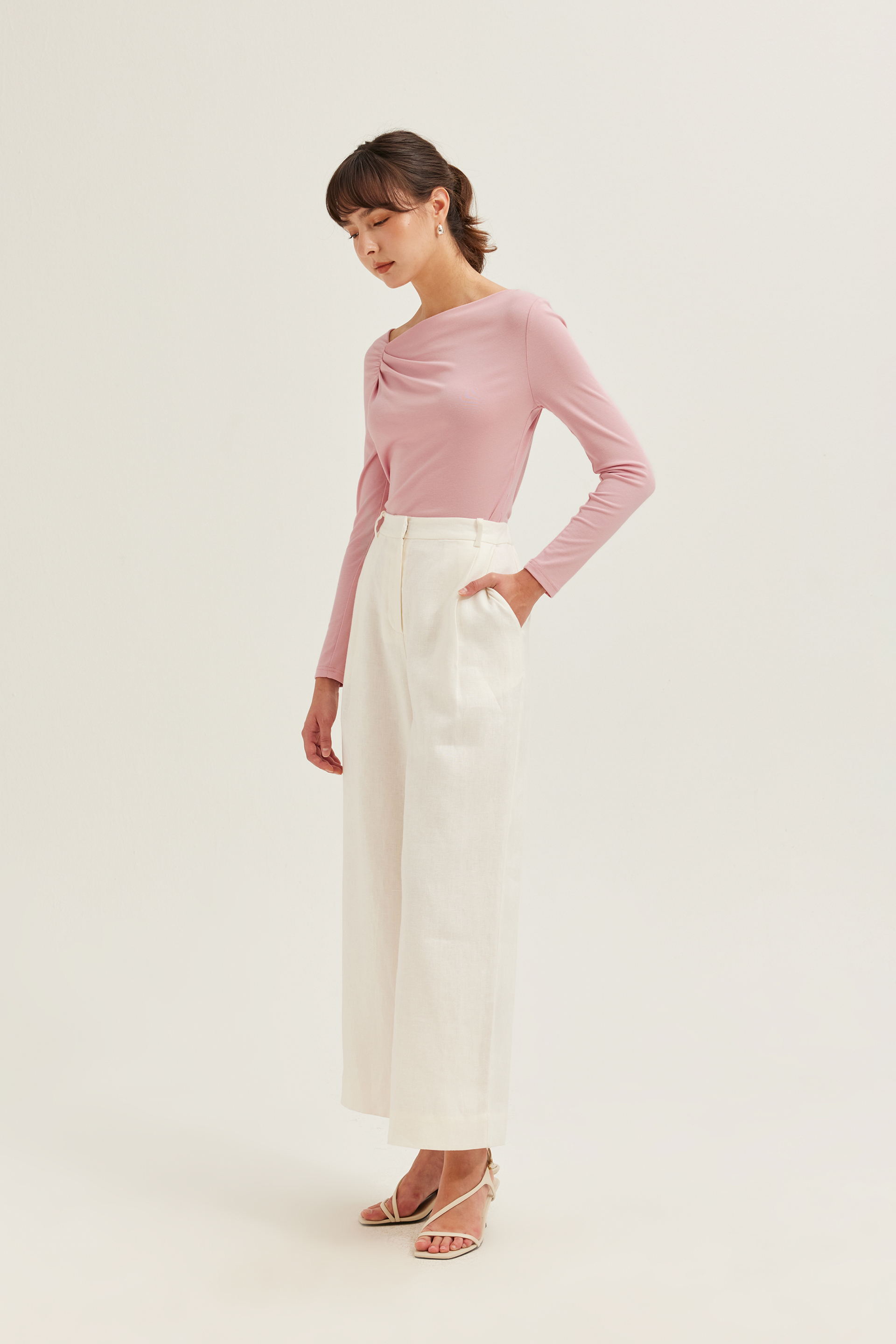 Gathered Asymmetrical Jersey Top