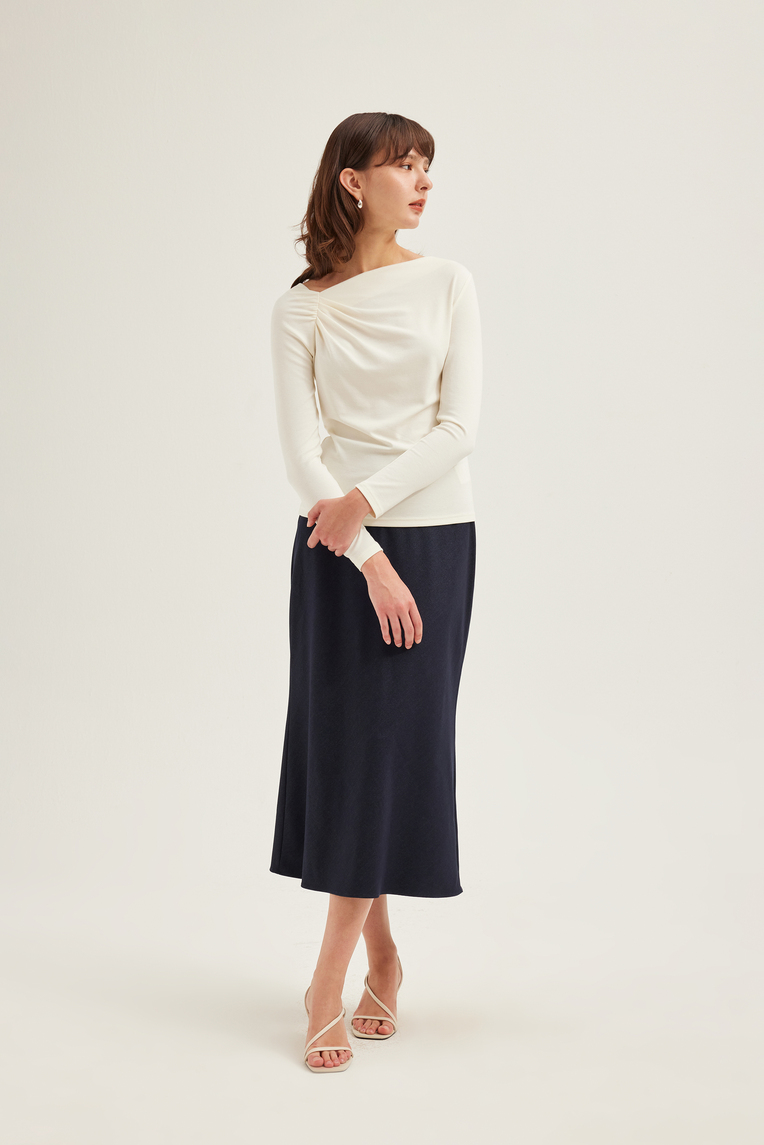 Gathered Asymmetrical Jersey Top