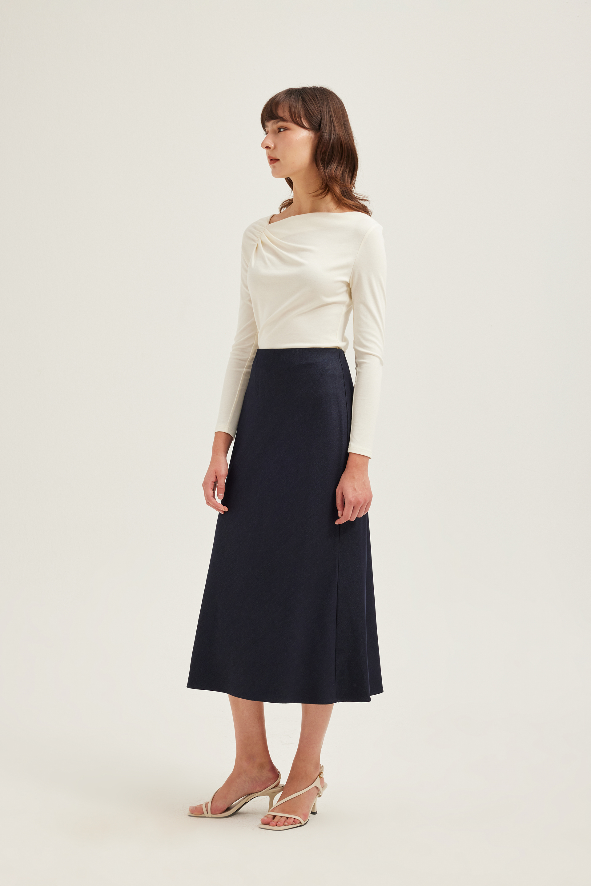 Gathered Asymmetrical Jersey Top