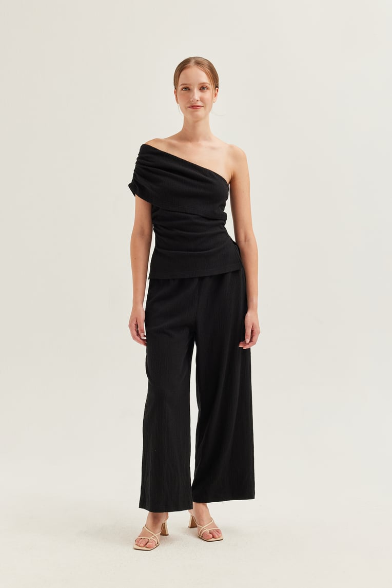 One-Shoulder Textured Knit Top