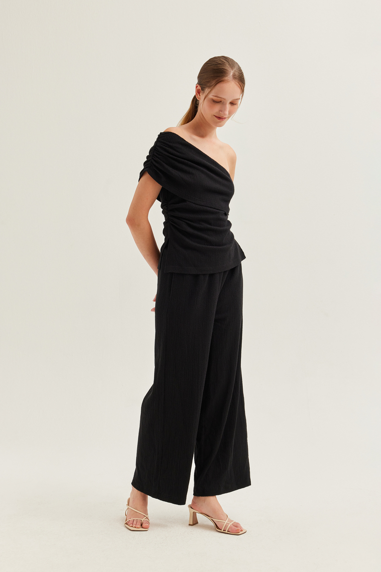 One-Shoulder Textured Knit Top