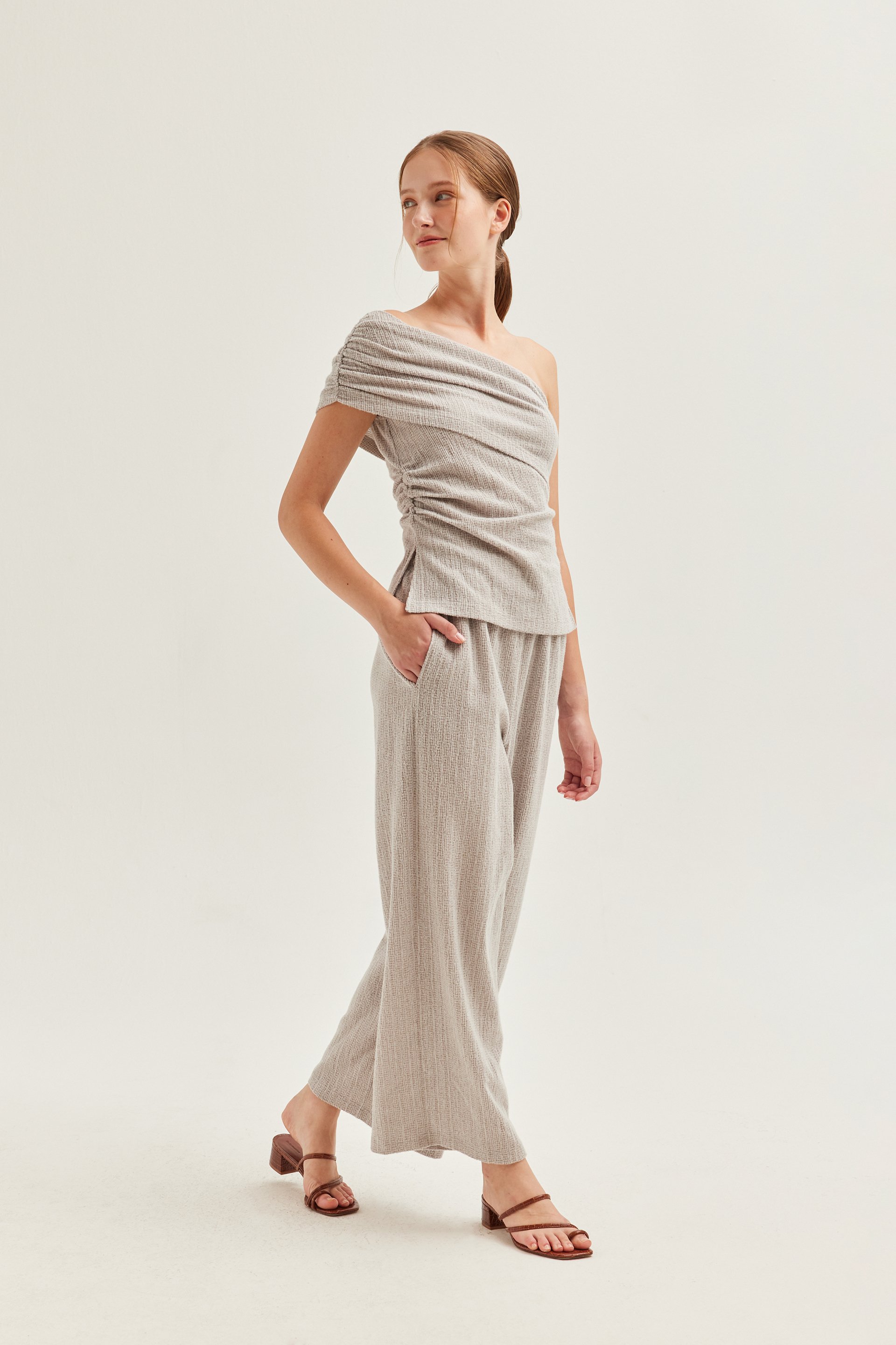One-Shoulder Textured Knit Top One-Shoulder Textured Knit Top