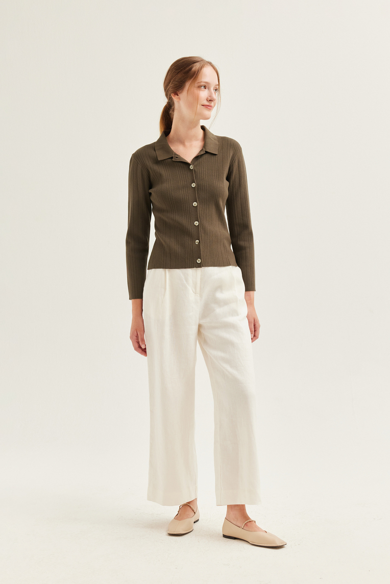 Fitted Ribbed Knit Cardigan