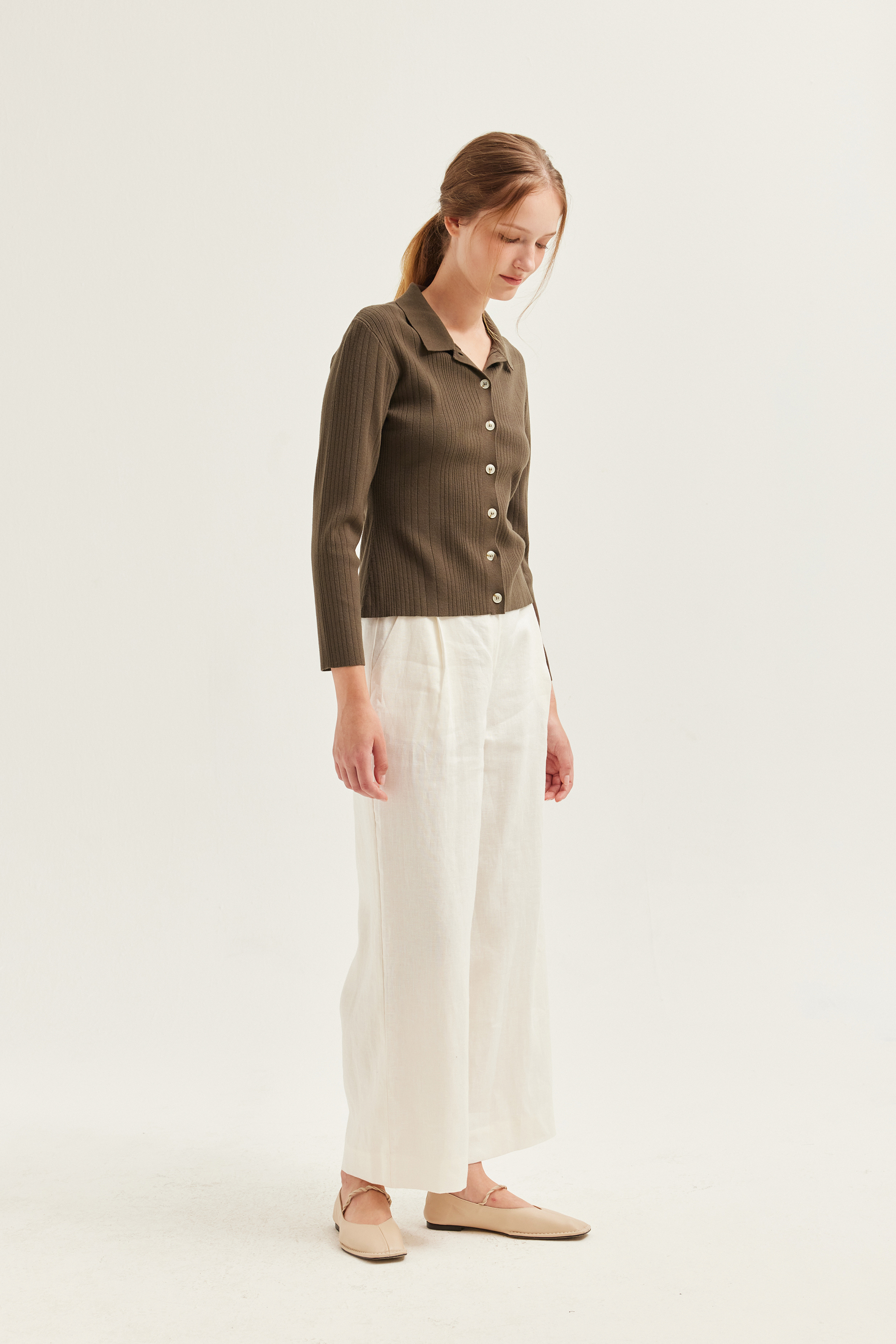 Fitted Ribbed Knit Cardigan Fitted Ribbed Knit Cardigan