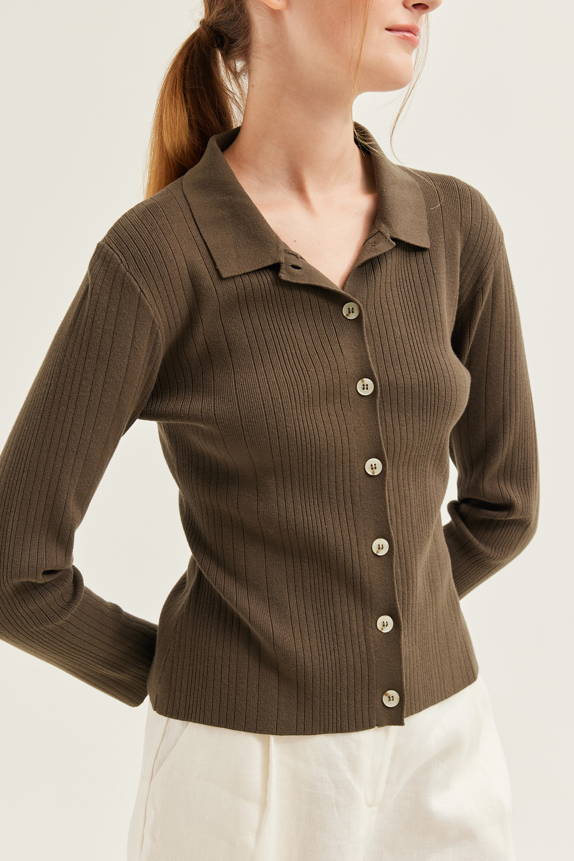 Fitted Ribbed Knit Cardigan Fitted Ribbed Knit Cardigan