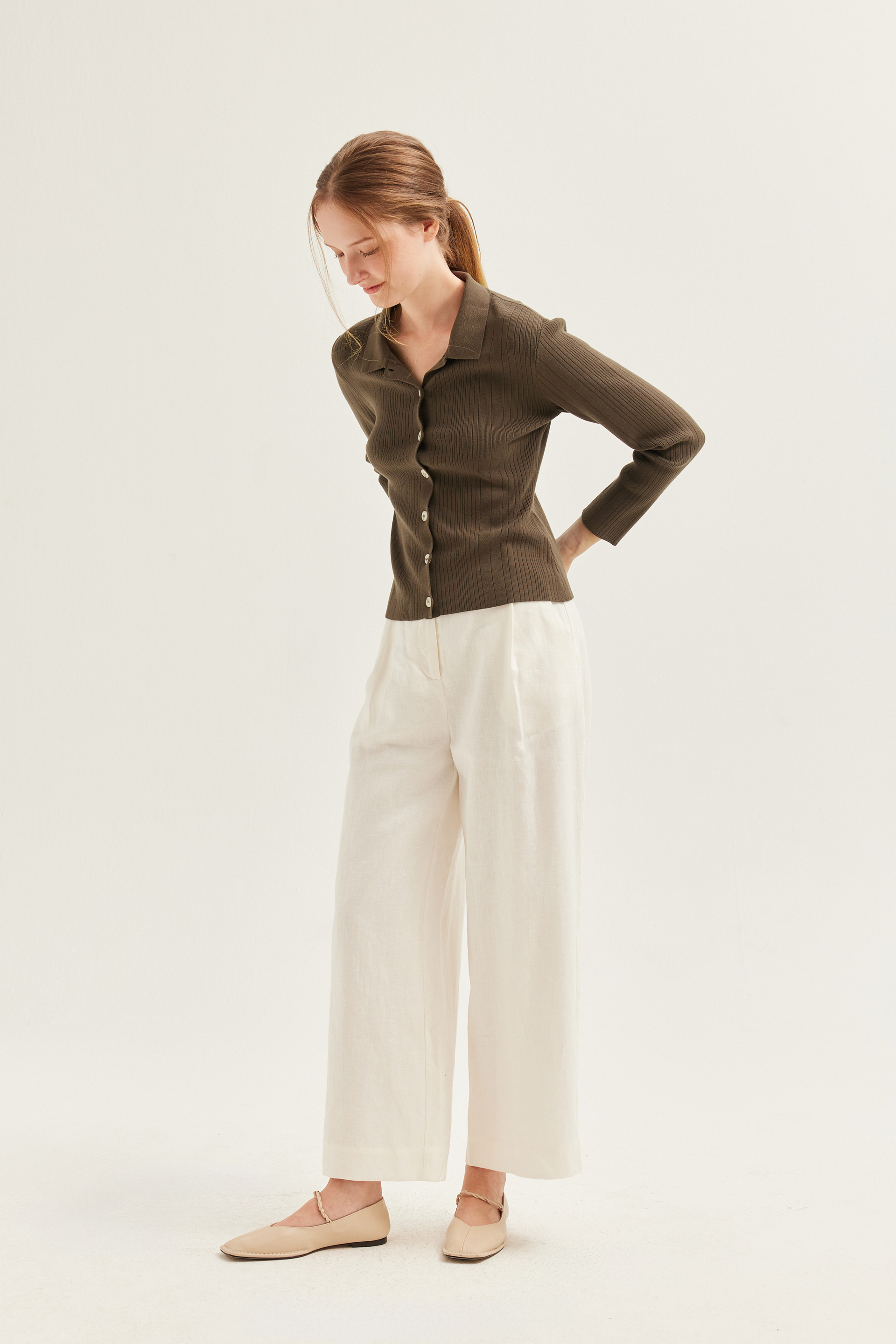 Fitted Ribbed Knit Cardigan Fitted Ribbed Knit Cardigan