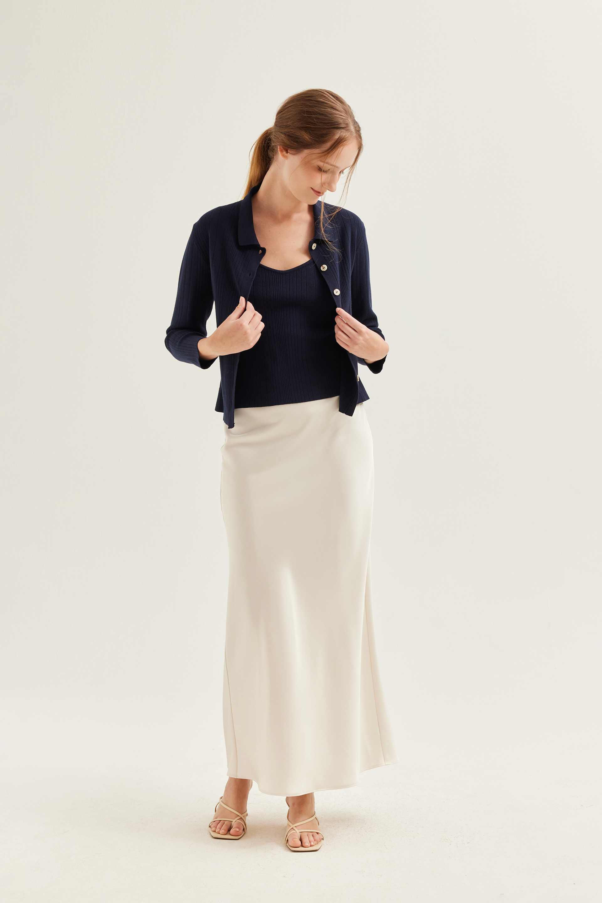 Fitted Ribbed Knit Cardigan Fitted Ribbed Knit Cardigan