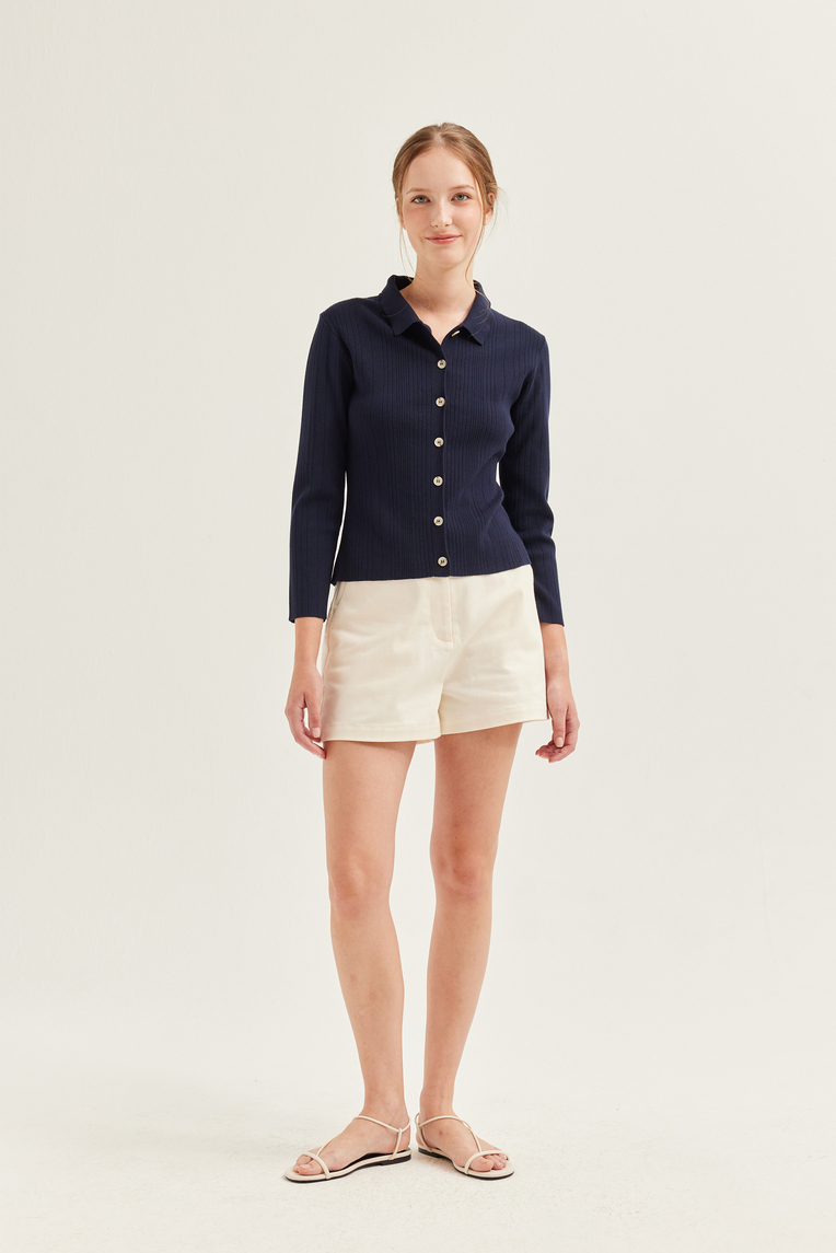 Fitted Ribbed Knit Cardigan