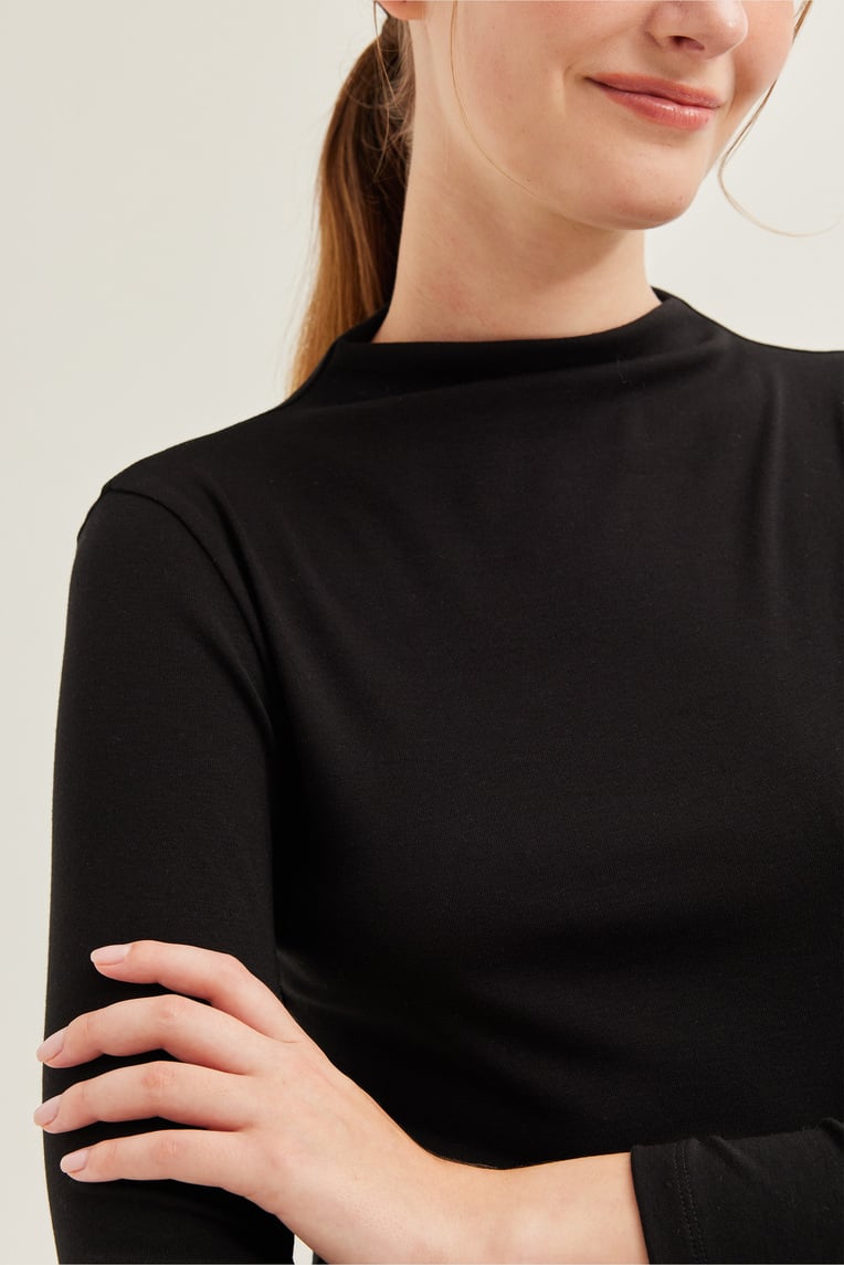 Mock Neck Long-Sleeve Top
