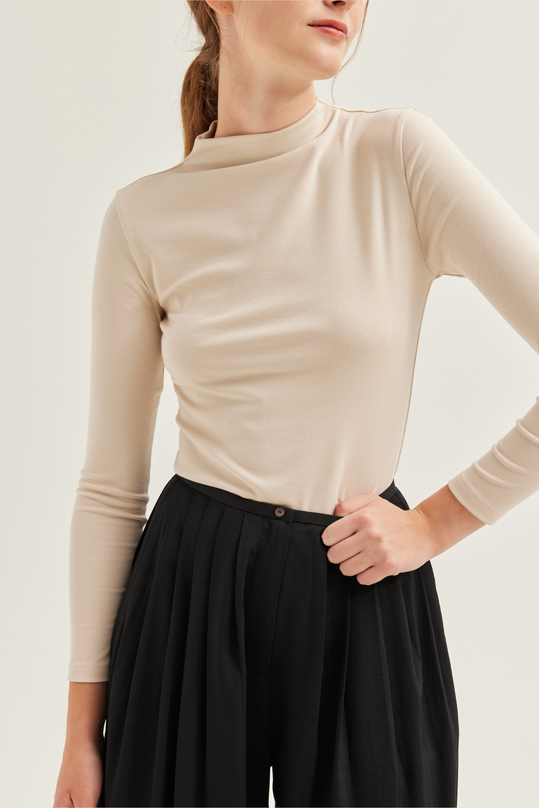 Mock Neck Long-Sleeve Top