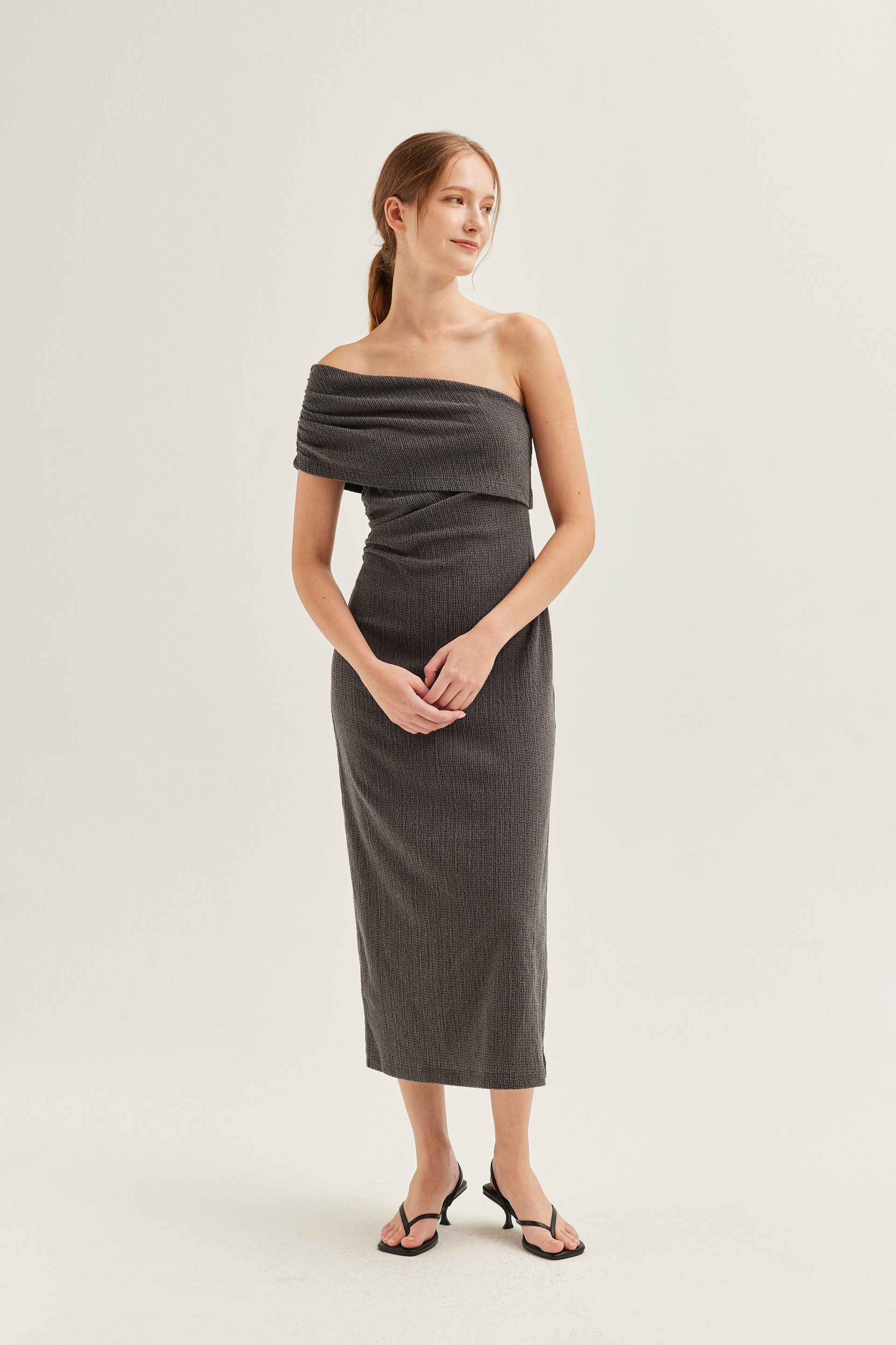 One-Shoulder Textured Knit Dress One-Shoulder Textured Knit Dress