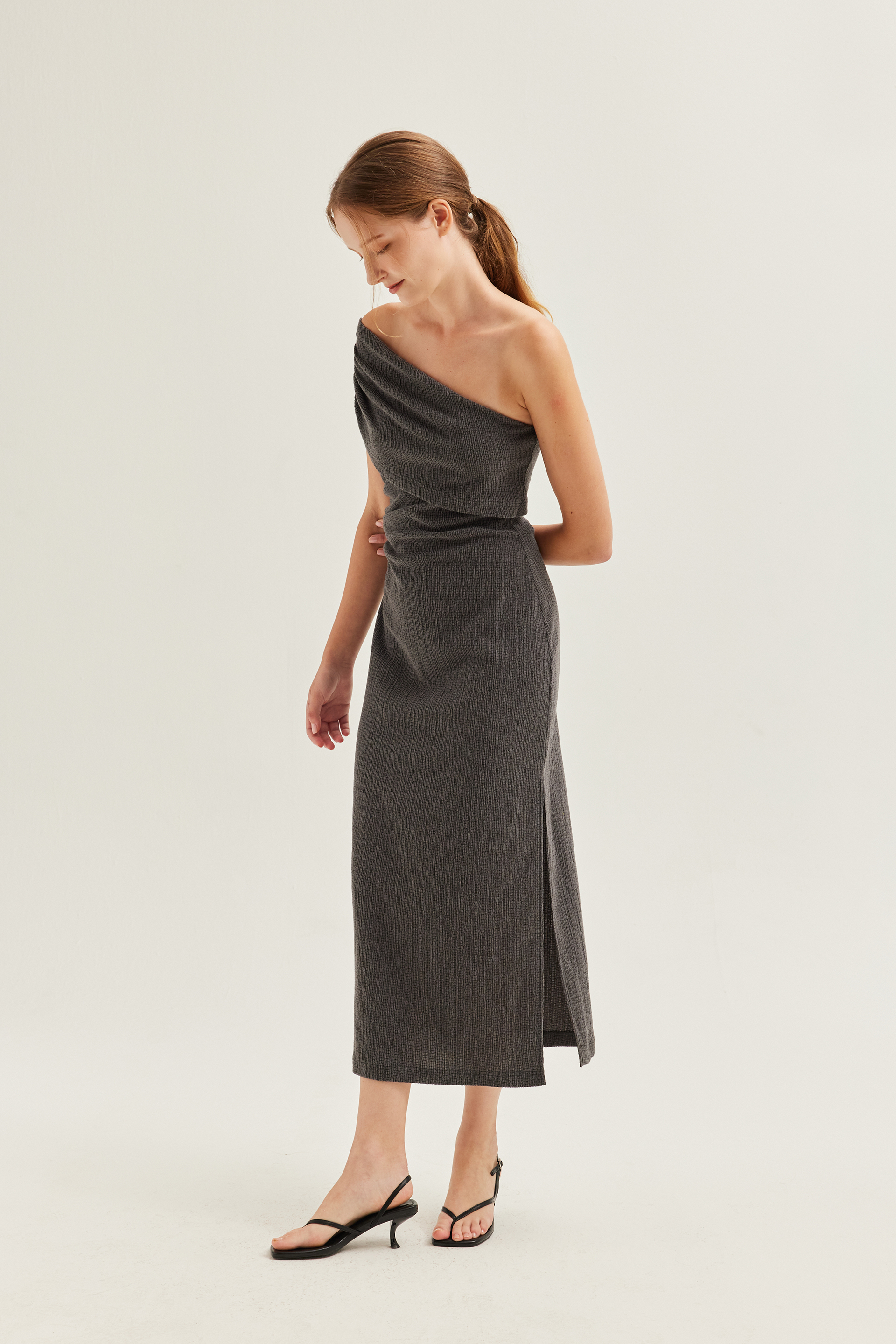 One-Shoulder Textured Knit Dress One-Shoulder Textured Knit Dress