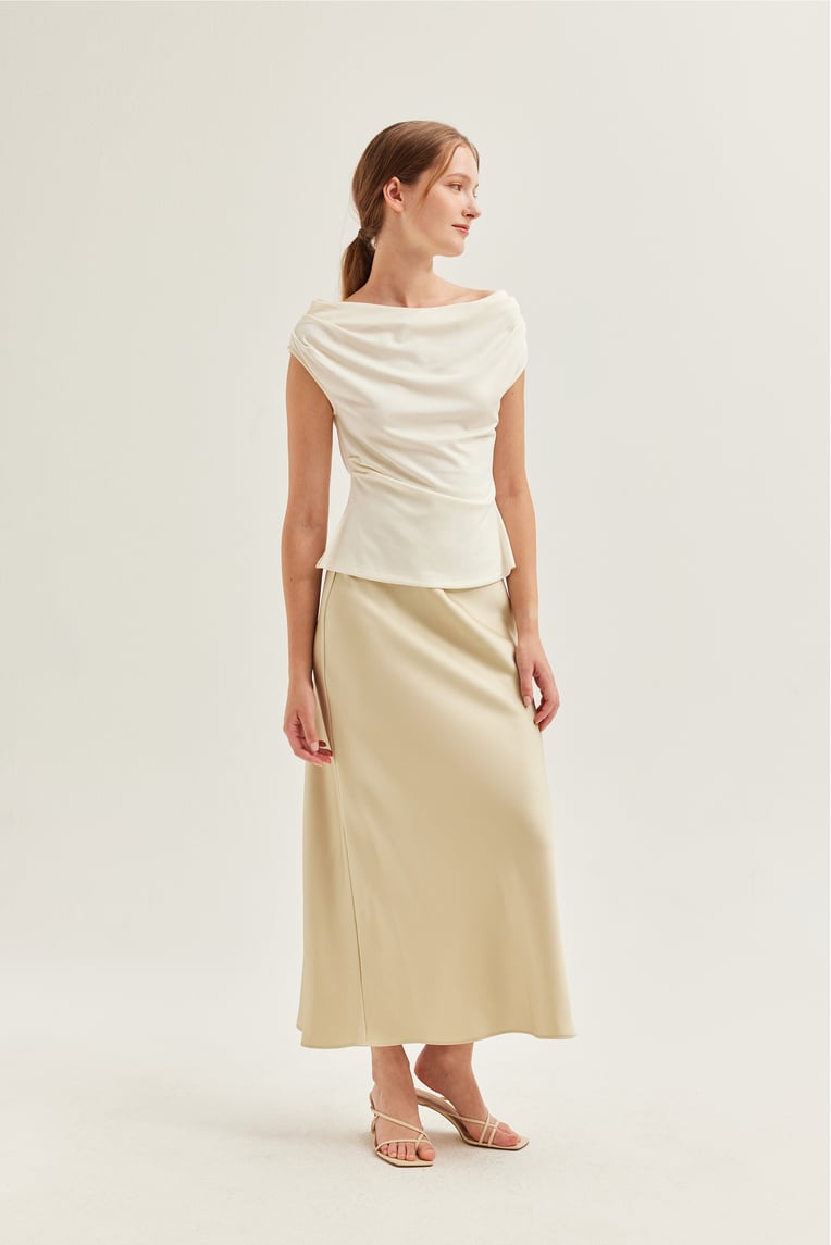 Fitted Boat-Neck Jersey Blouse