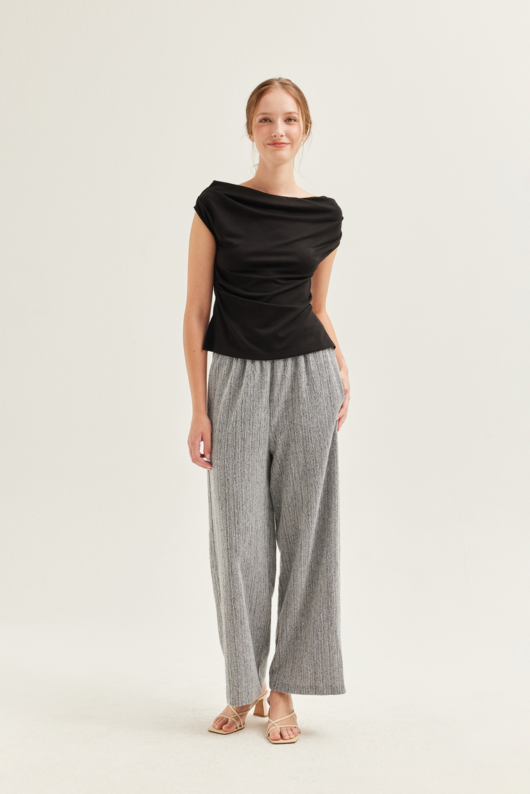 Fitted Boat-Neck Jersey Blouse