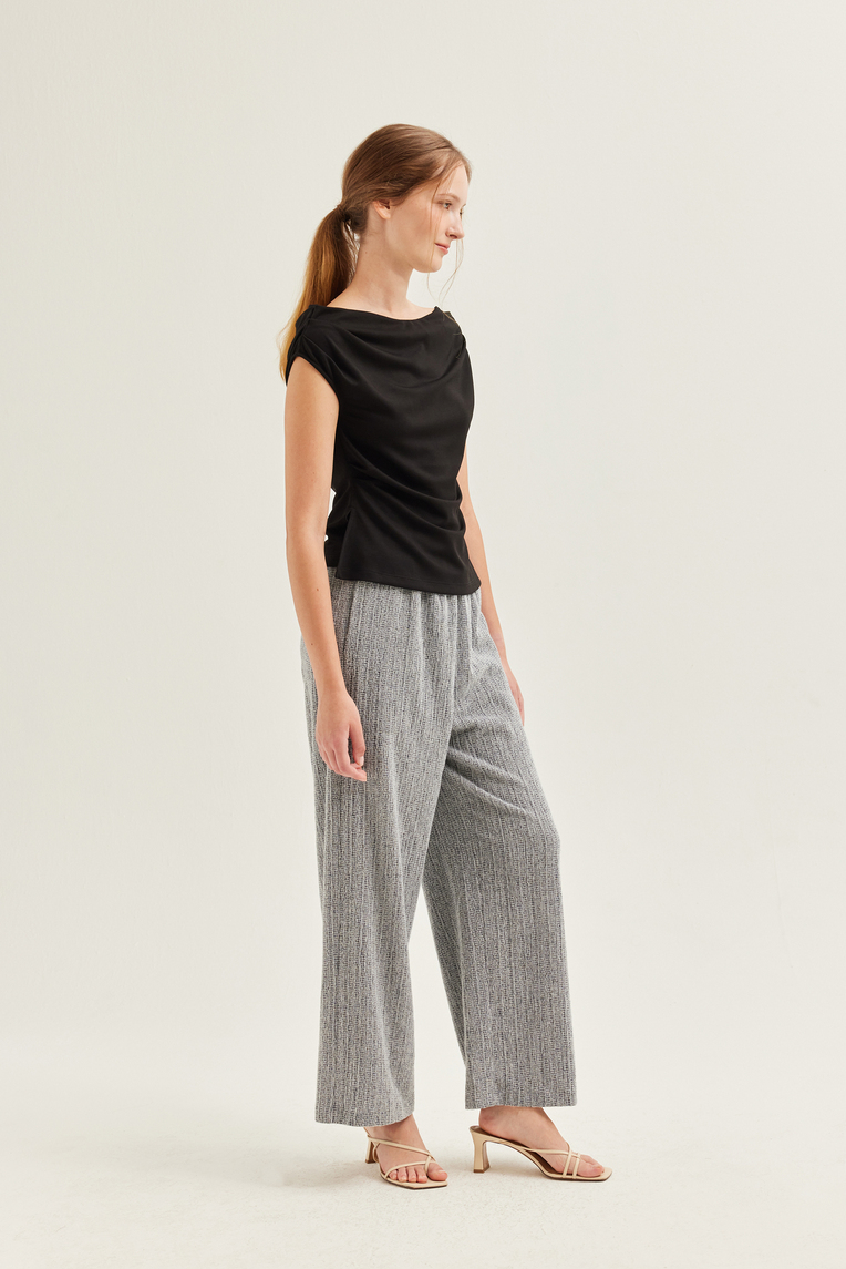 Fitted Boat-Neck Jersey Blouse