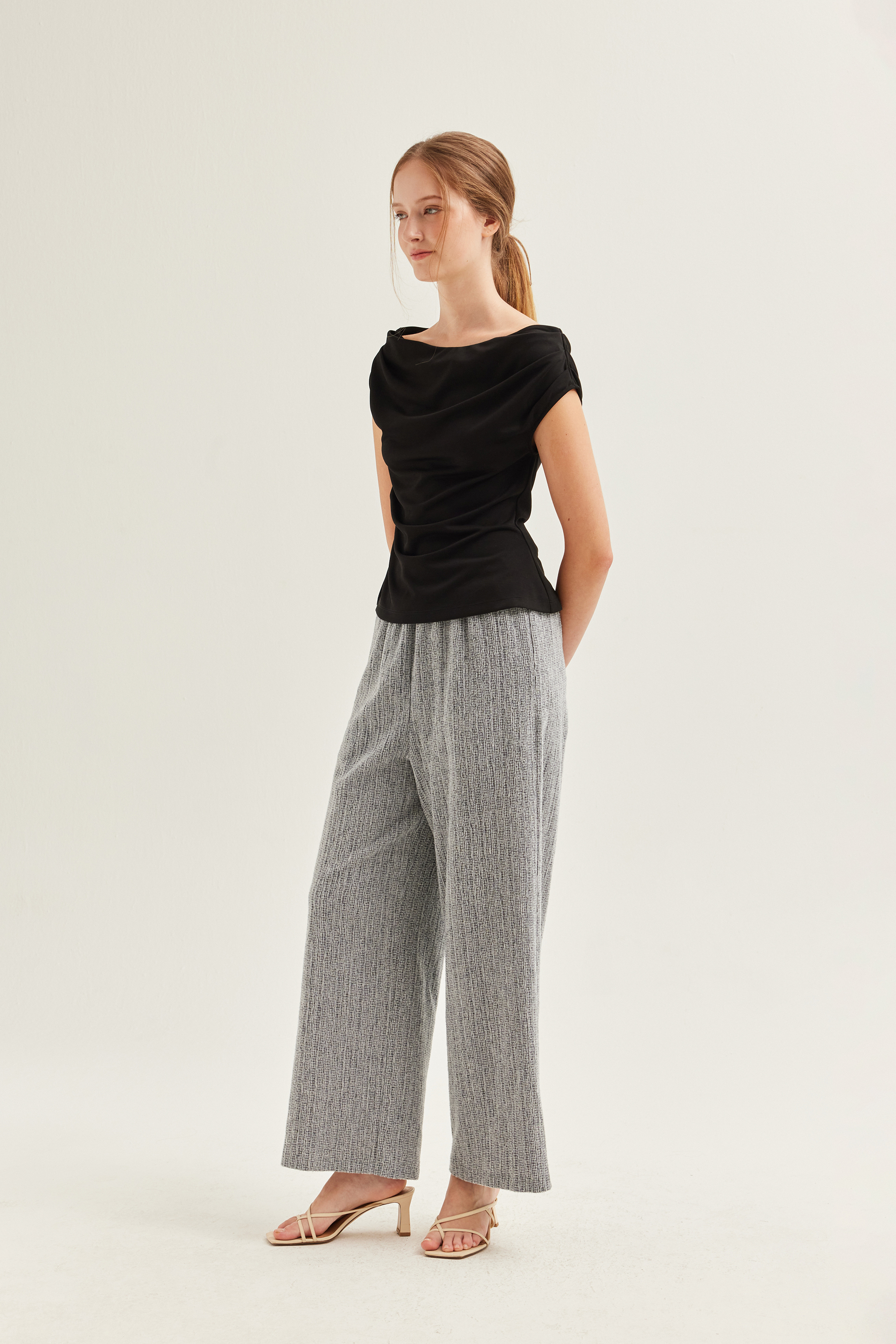 Fitted Boat-Neck Jersey Blouse Fitted Boat-Neck Jersey Blouse