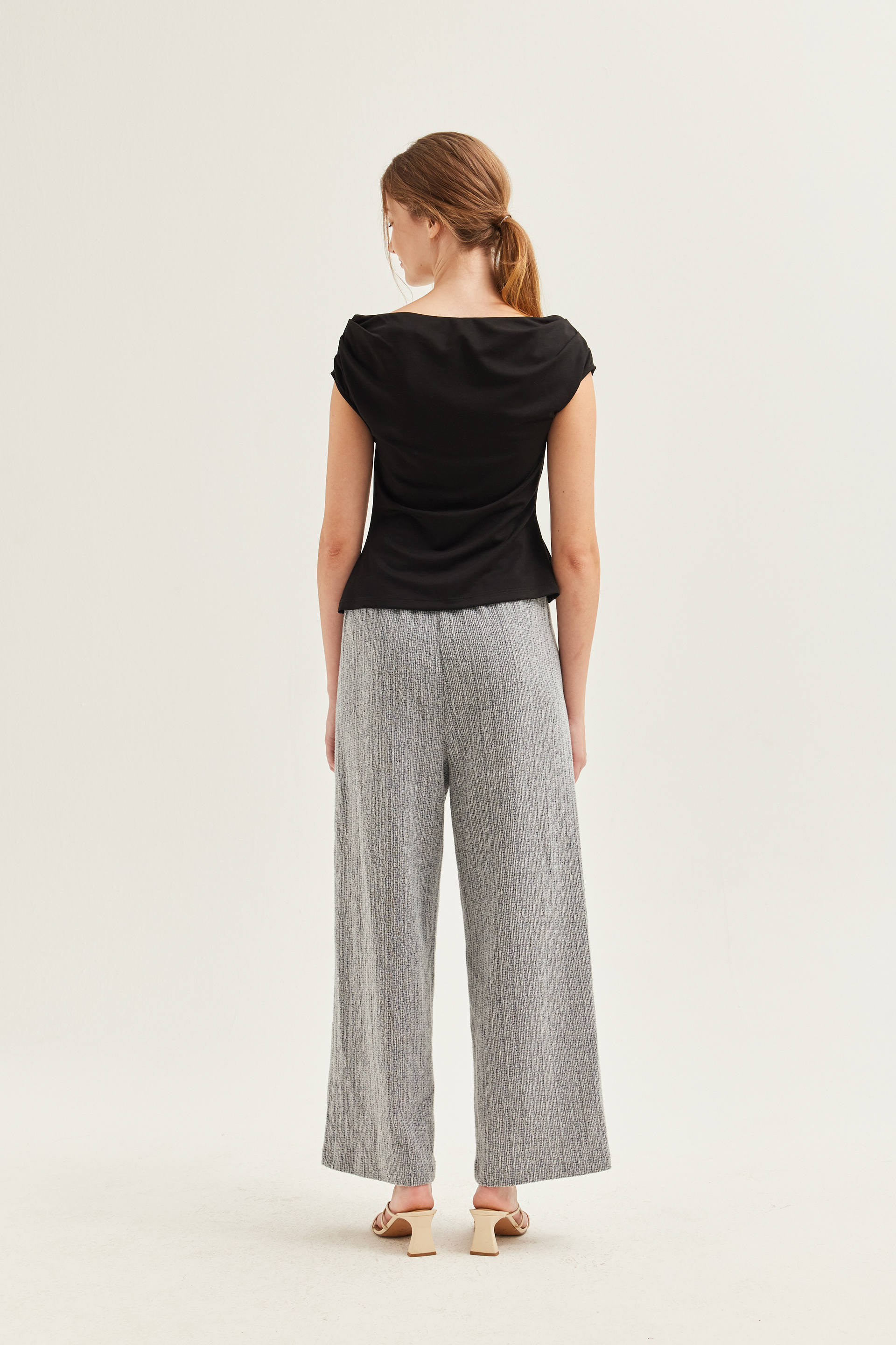 Fitted Boat-Neck Jersey Blouse Fitted Boat-Neck Jersey Blouse