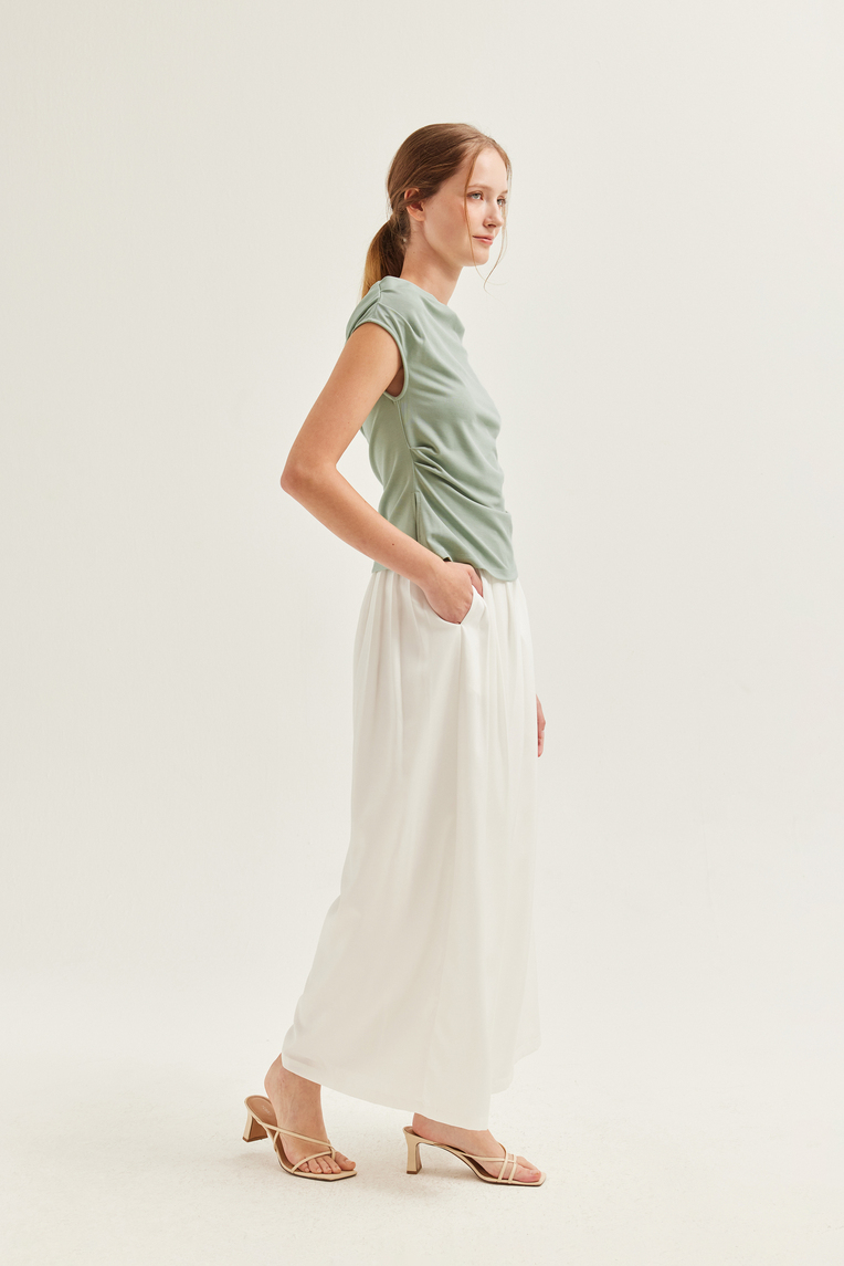 Fitted Boat-Neck Jersey Blouse