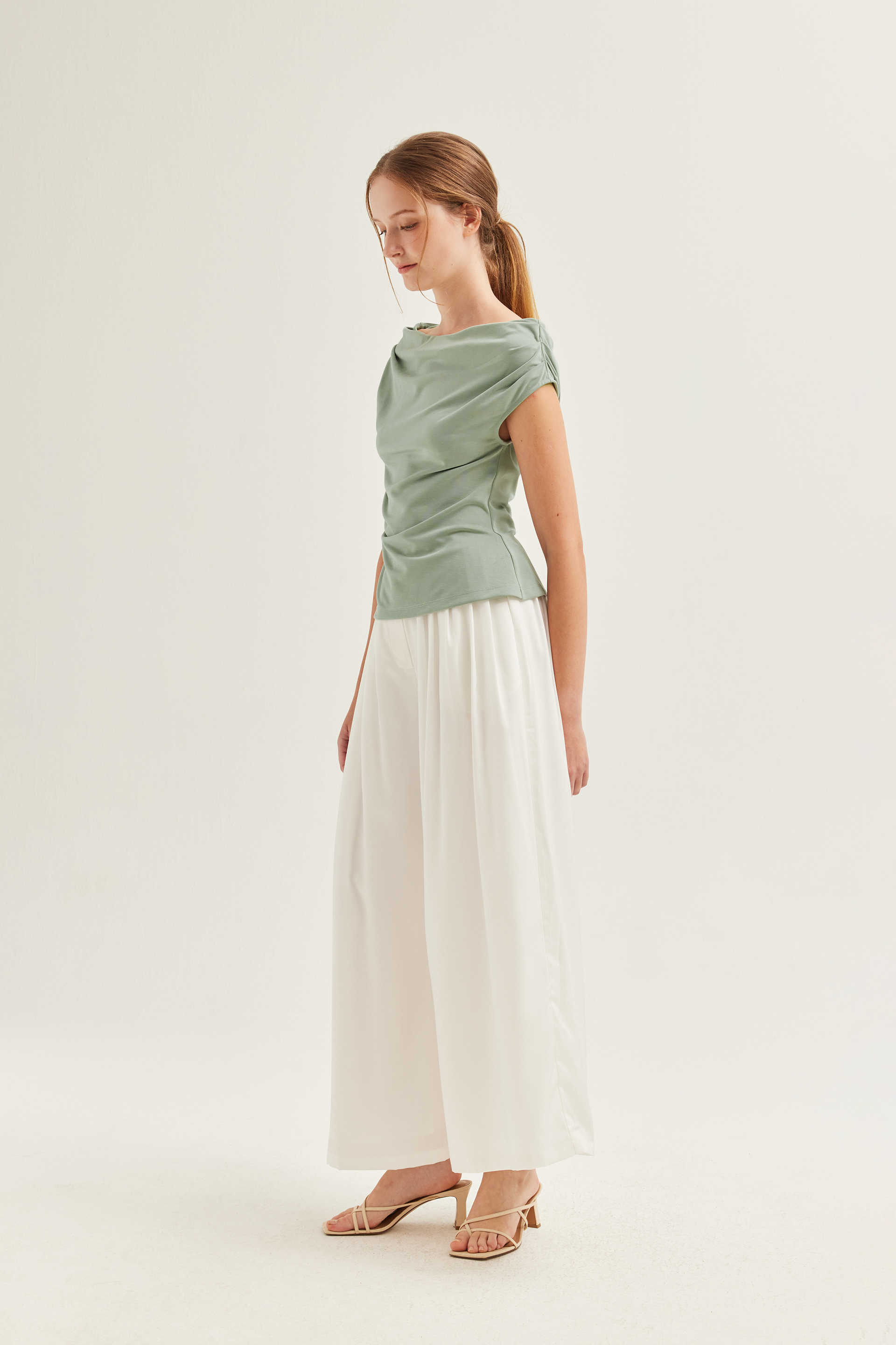 Fitted Boat-Neck Jersey Blouse Fitted Boat-Neck Jersey Blouse