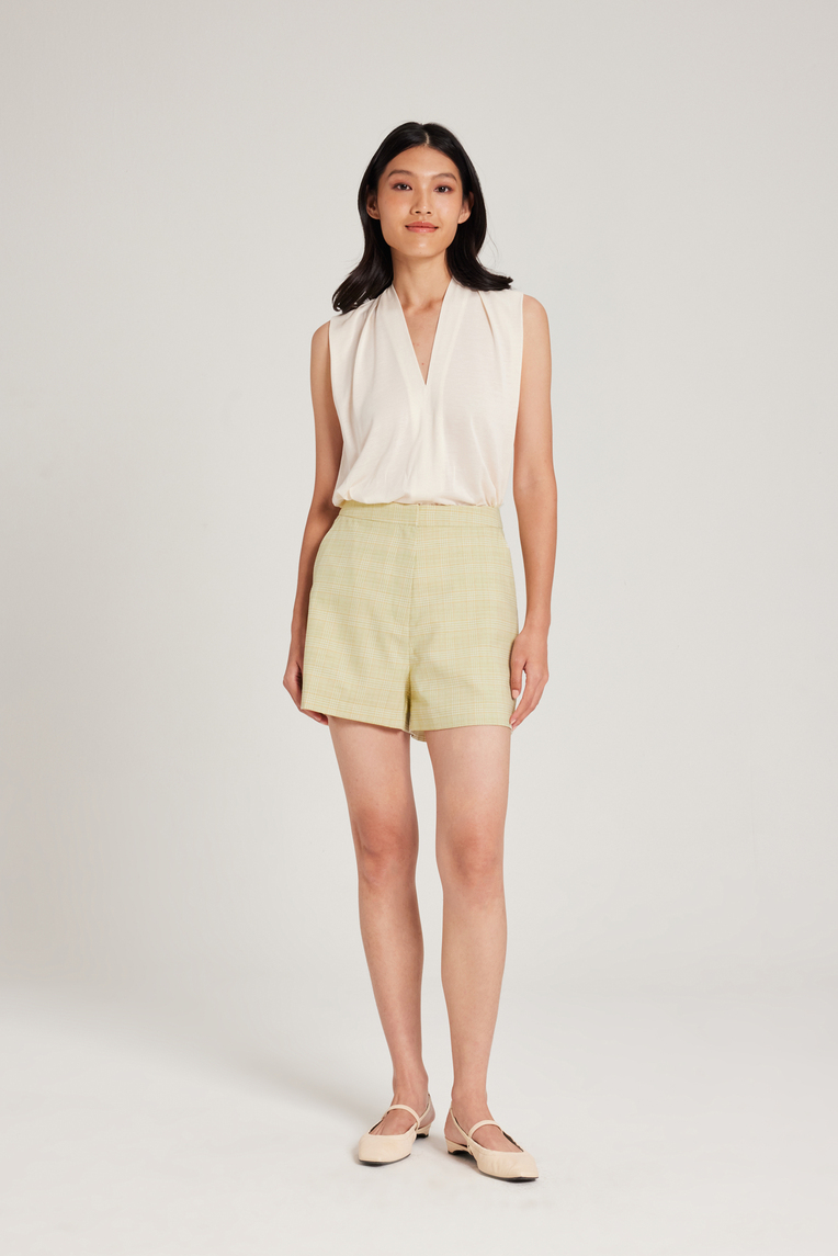 Plaid High-Waisted Shorts