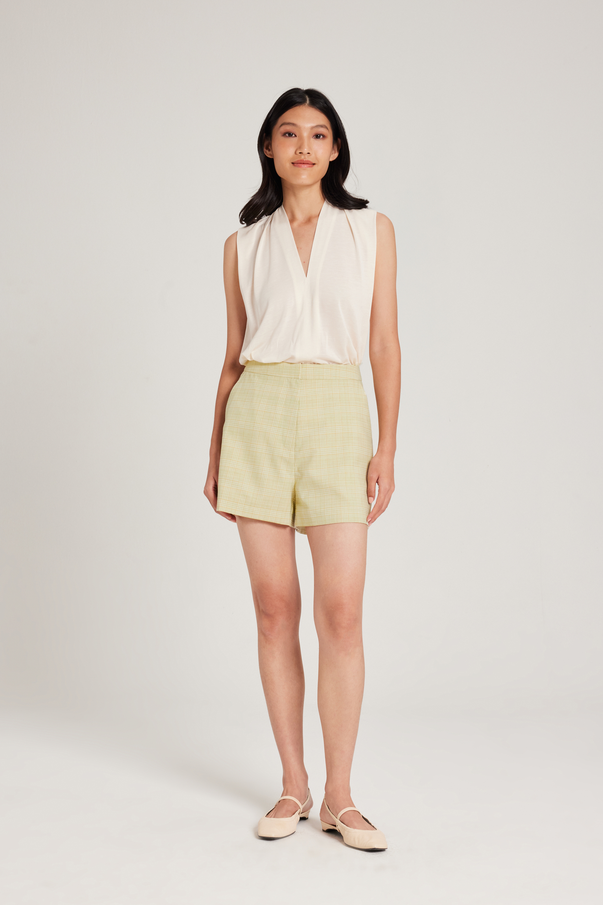 Plaid High-Waisted Shorts