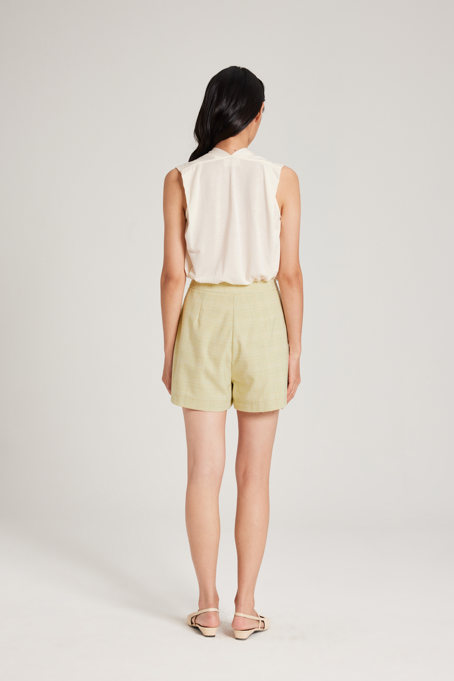 Plaid High-Waisted Shorts