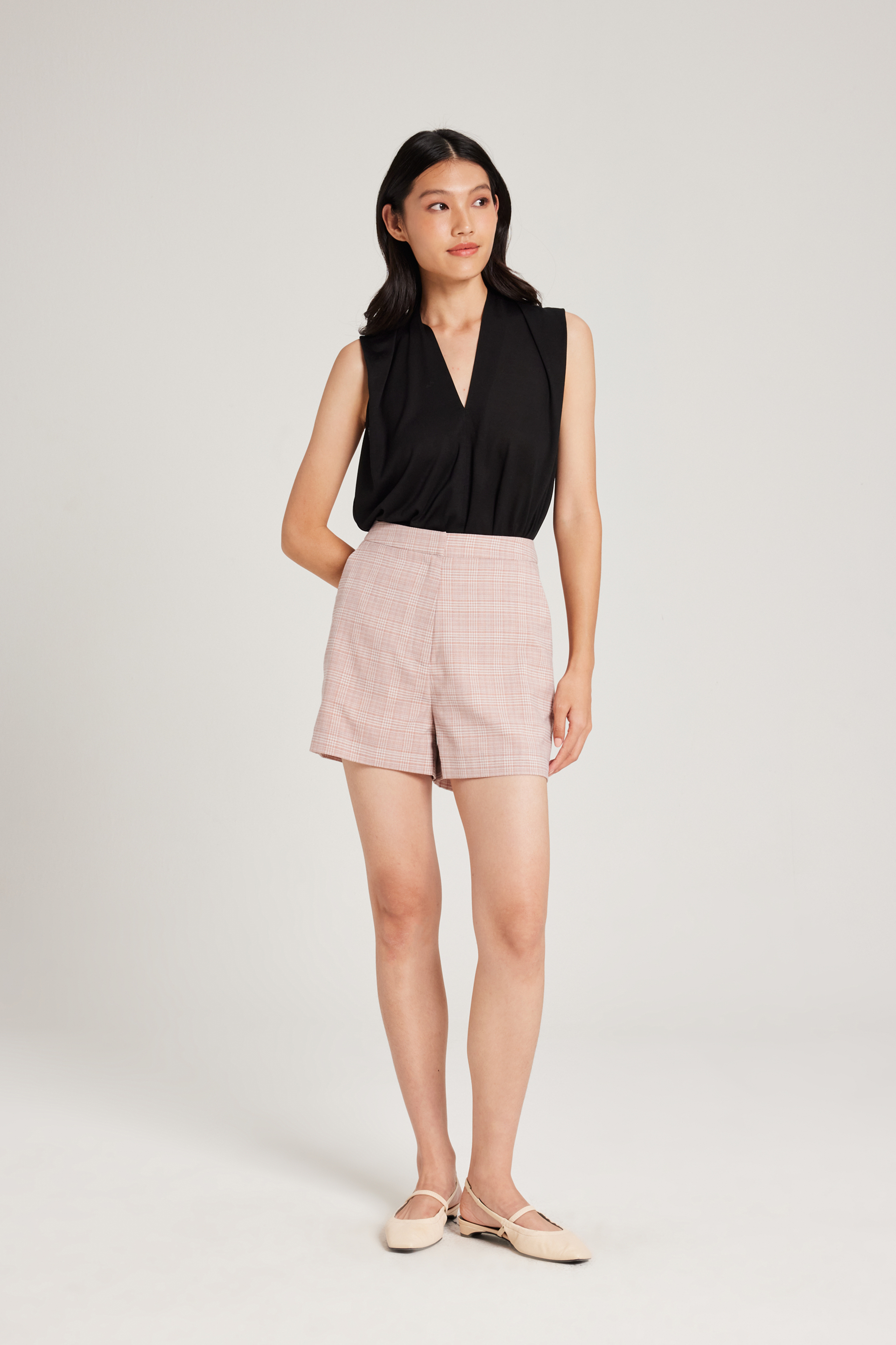 Plaid High-Waisted Shorts