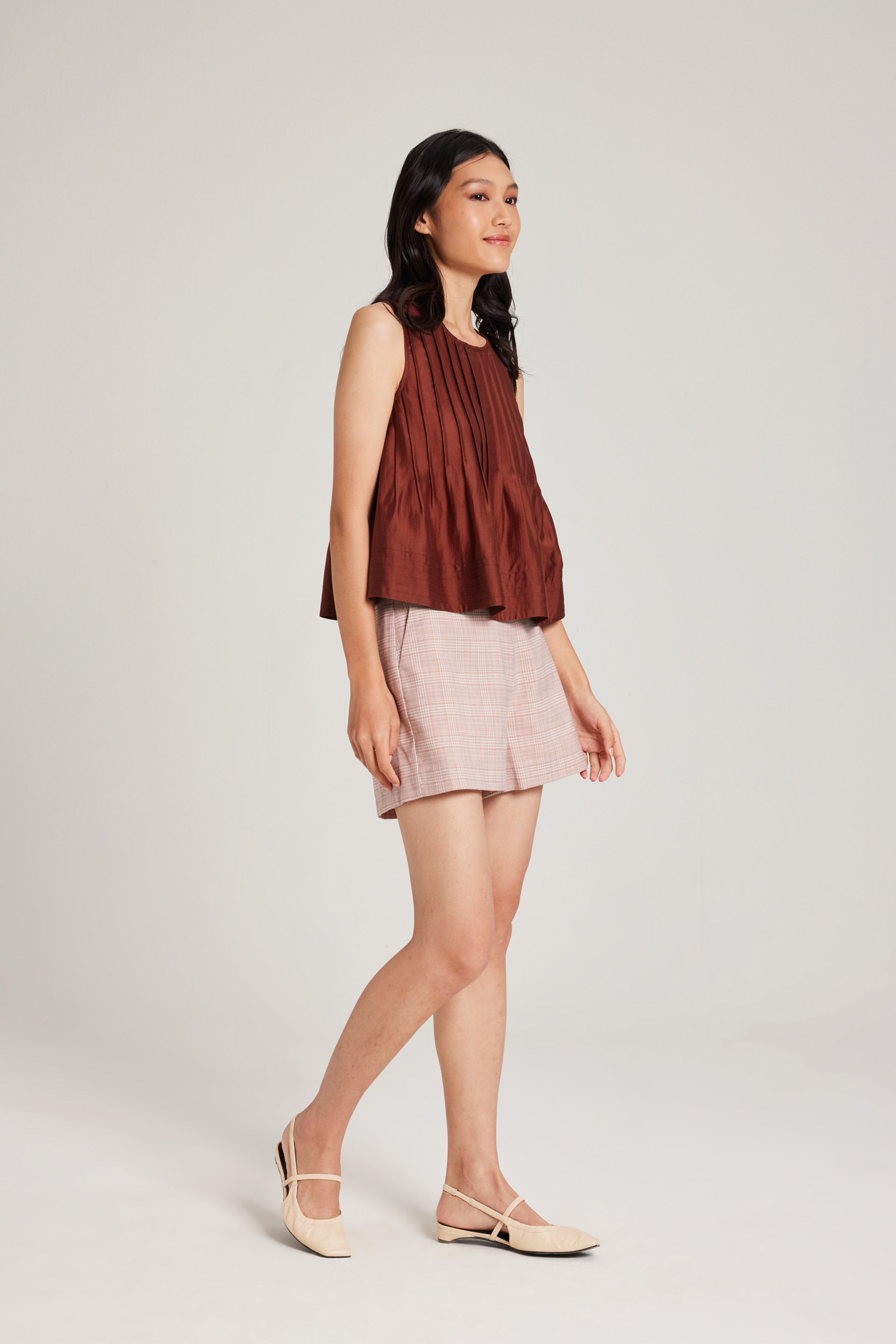 Plaid High-Waisted Shorts