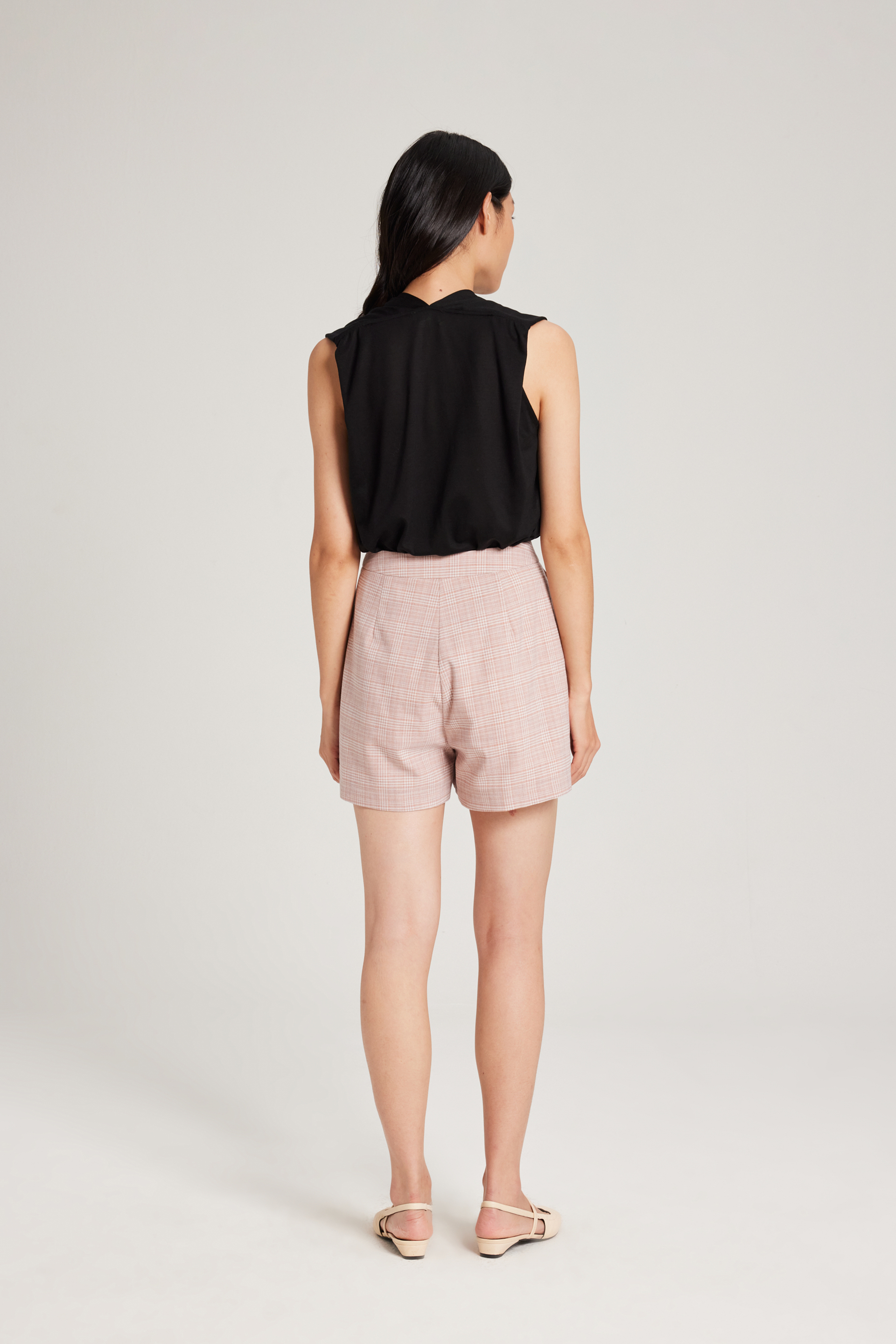 Plaid High-Waisted Shorts