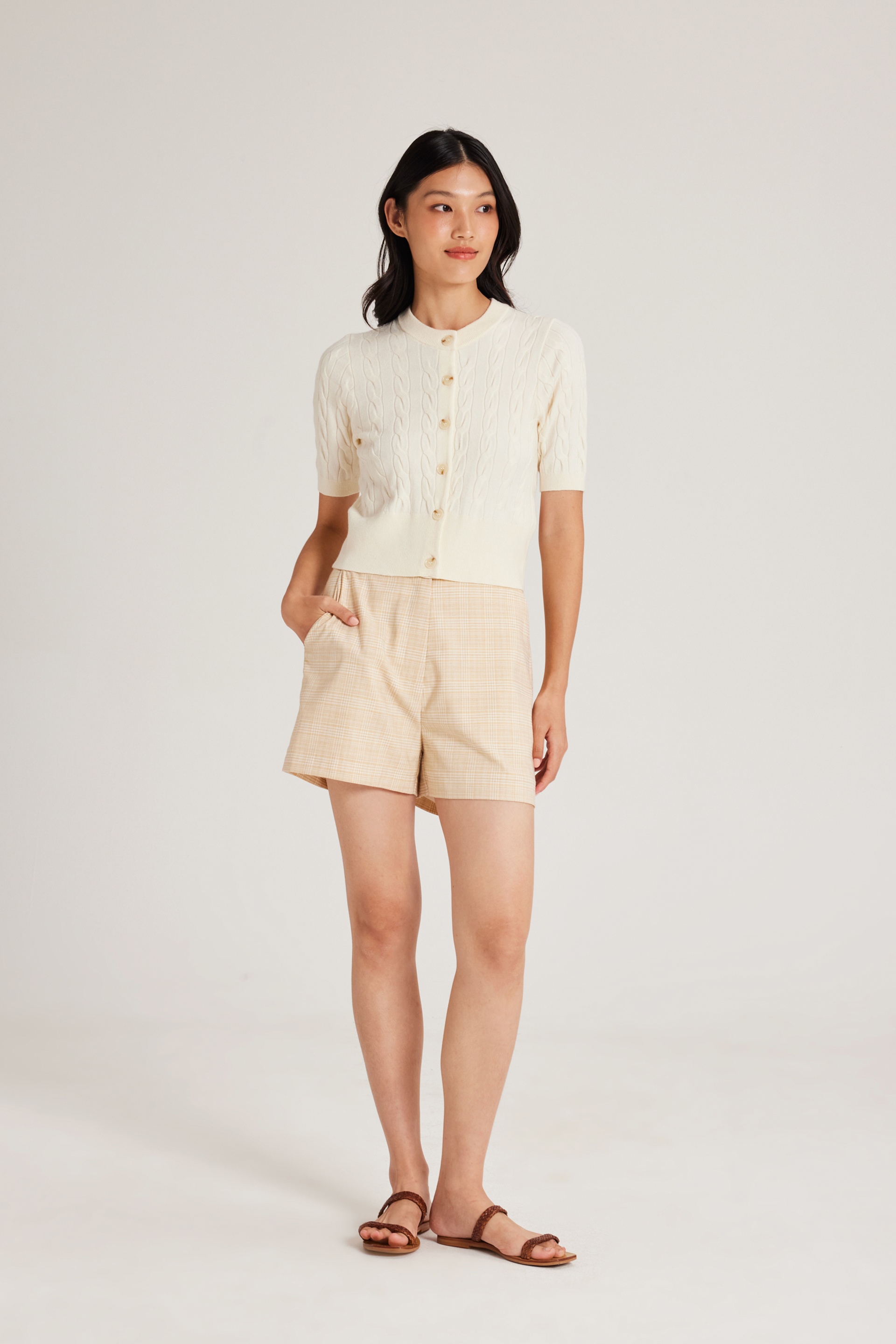 Plaid High-Waisted Shorts