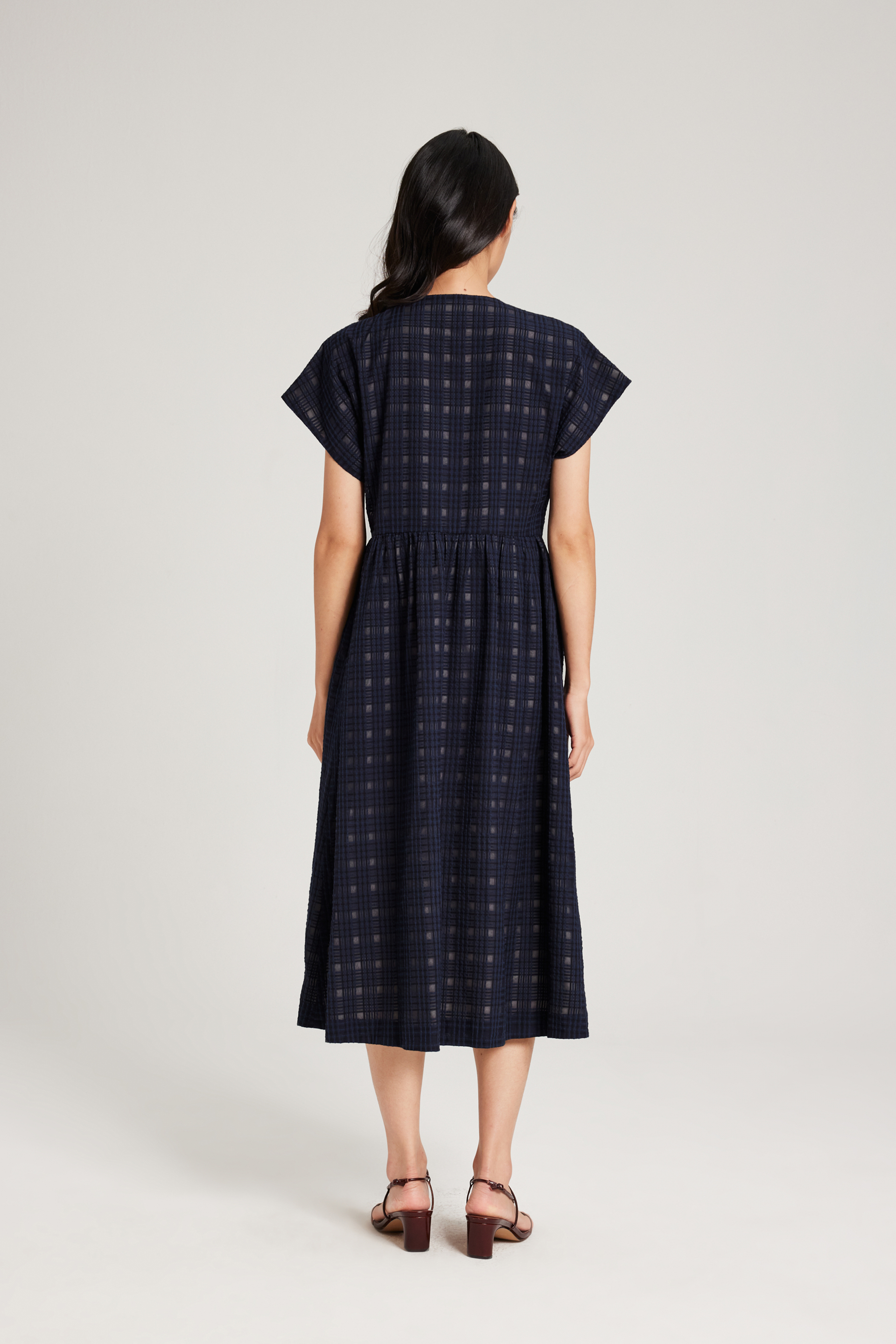 Textured Plaid Wrap Dress