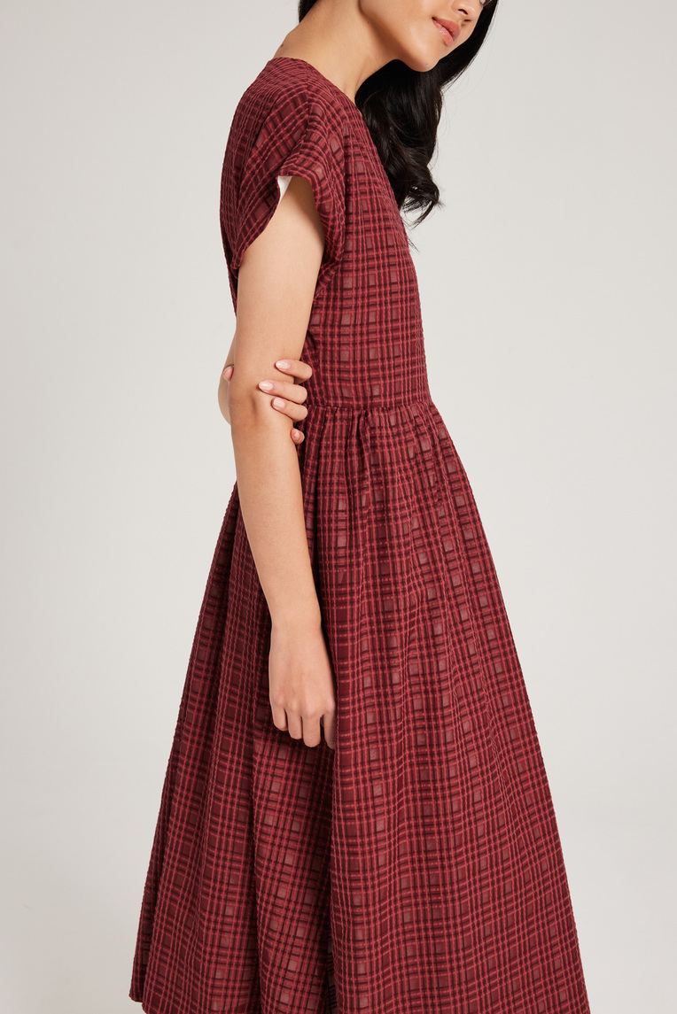 Textured Plaid Wrap Dress