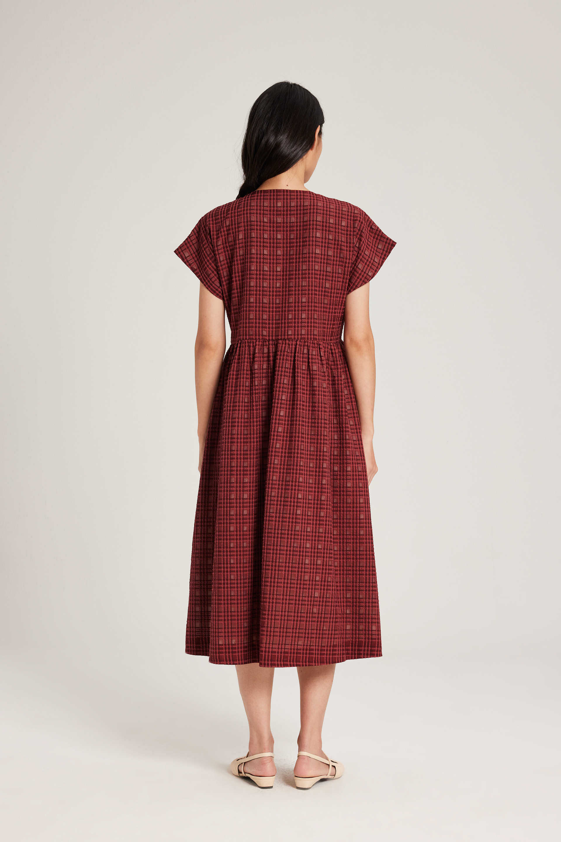 Textured Plaid Wrap Dress