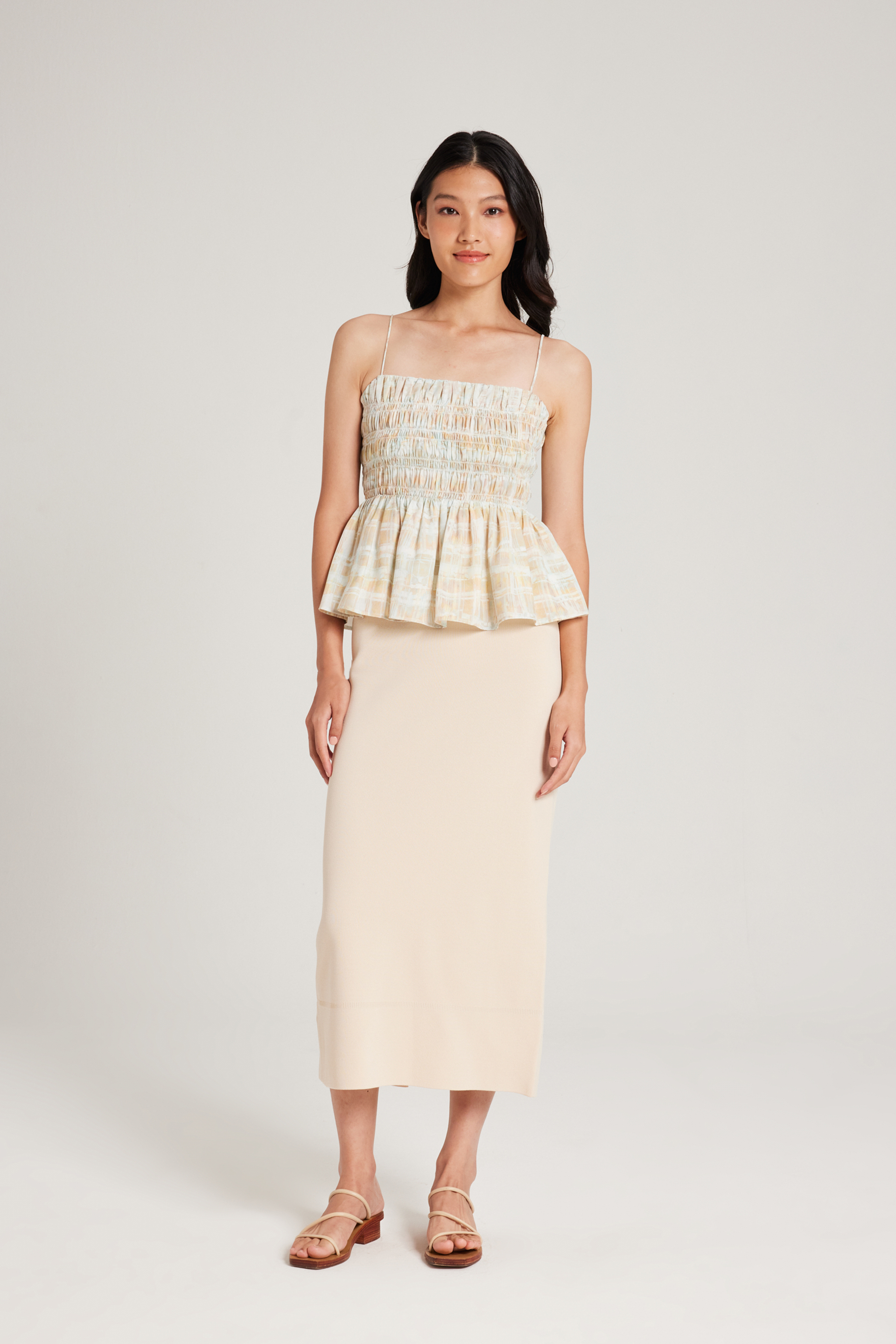 Tapestry Ruched Cami Top