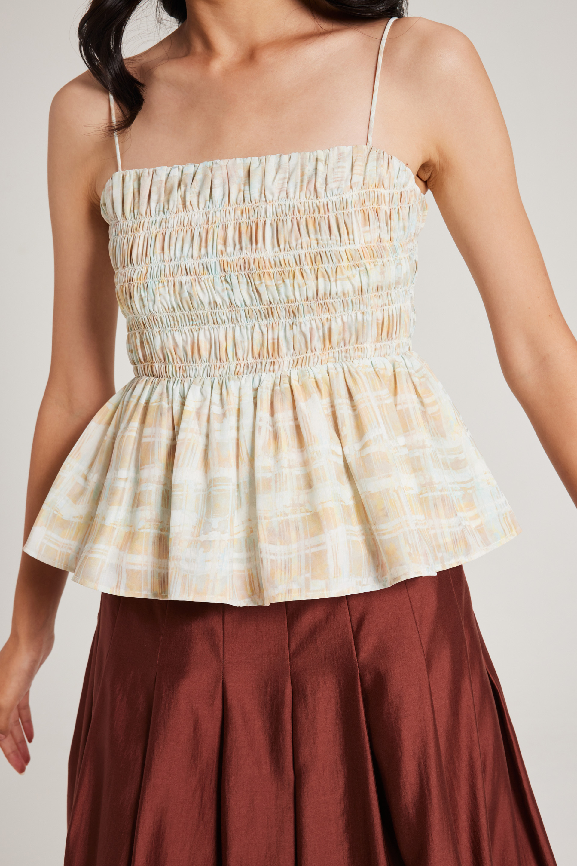 Tapestry Ruched Cami Top