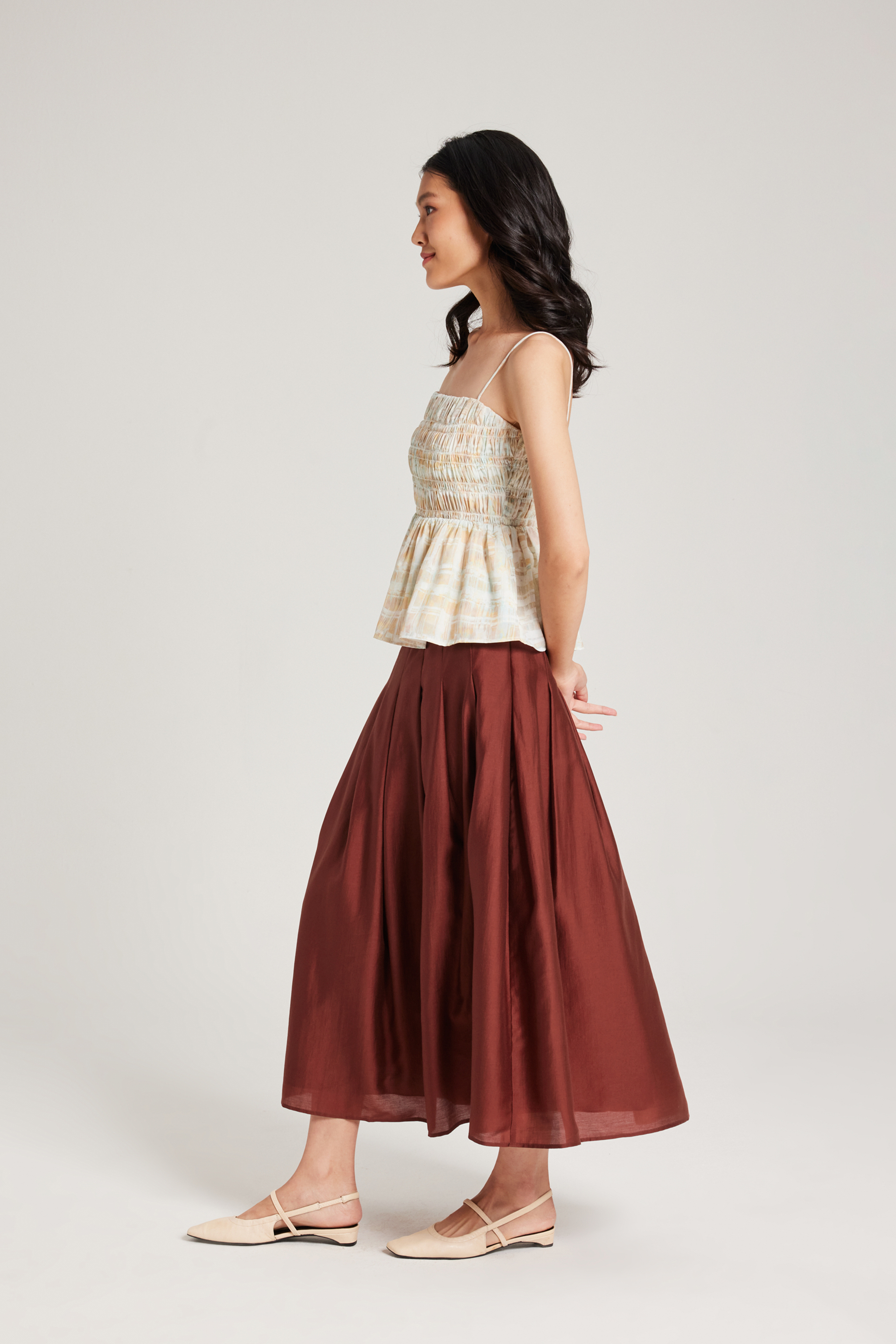 Tapestry Ruched Cami Top