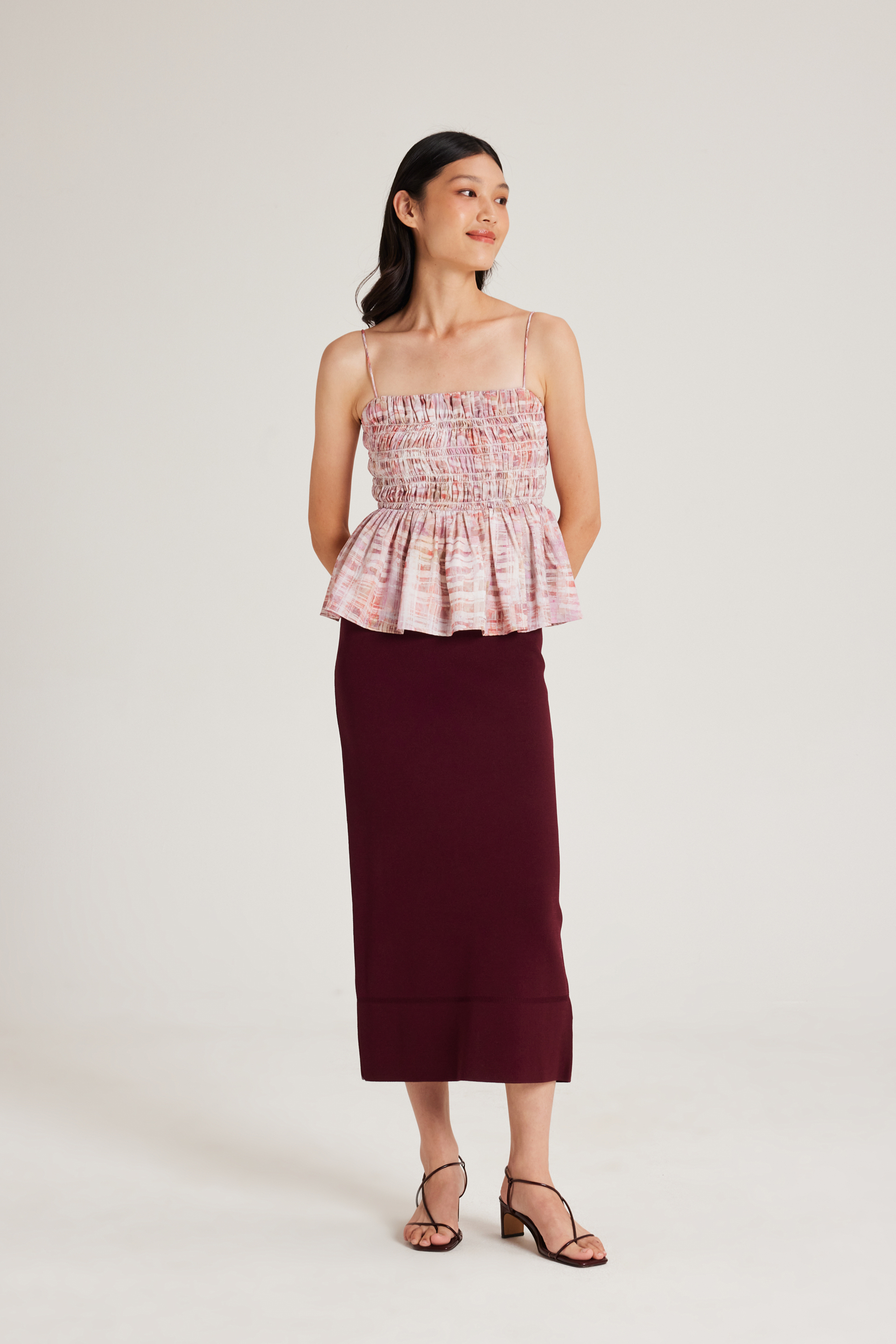 Tapestry Ruched Cami Top