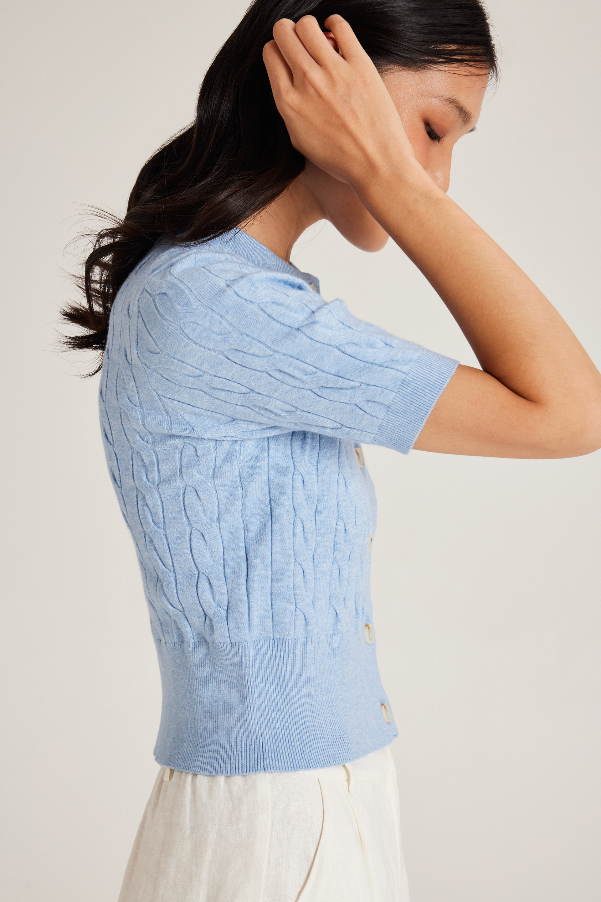 Cable Knit Button-Down Top