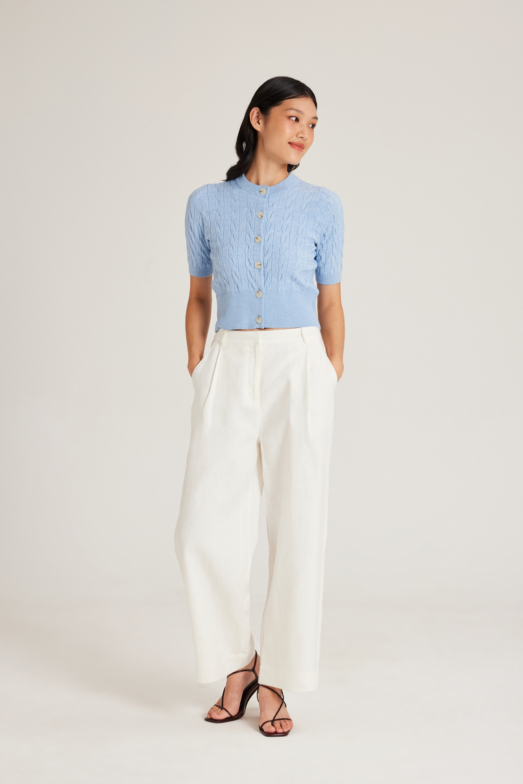 Cable Knit Button-Down Top